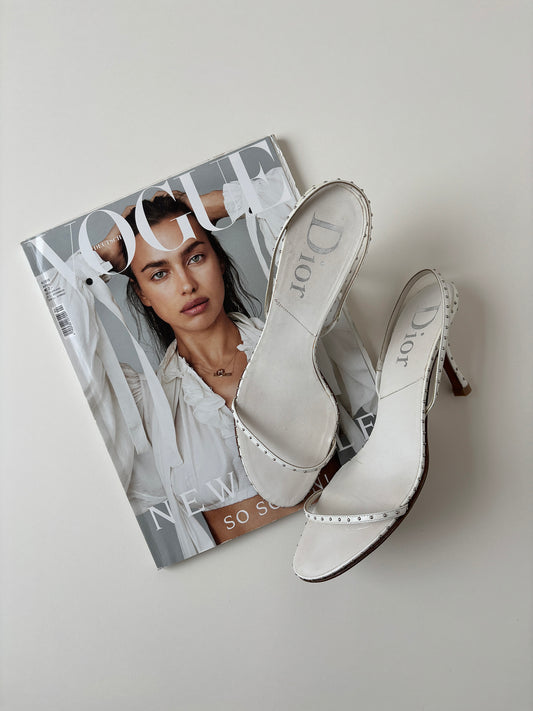 Christian Dior by John Galliano 2000s white studs sandal heels (EU 39 / US 8.5)