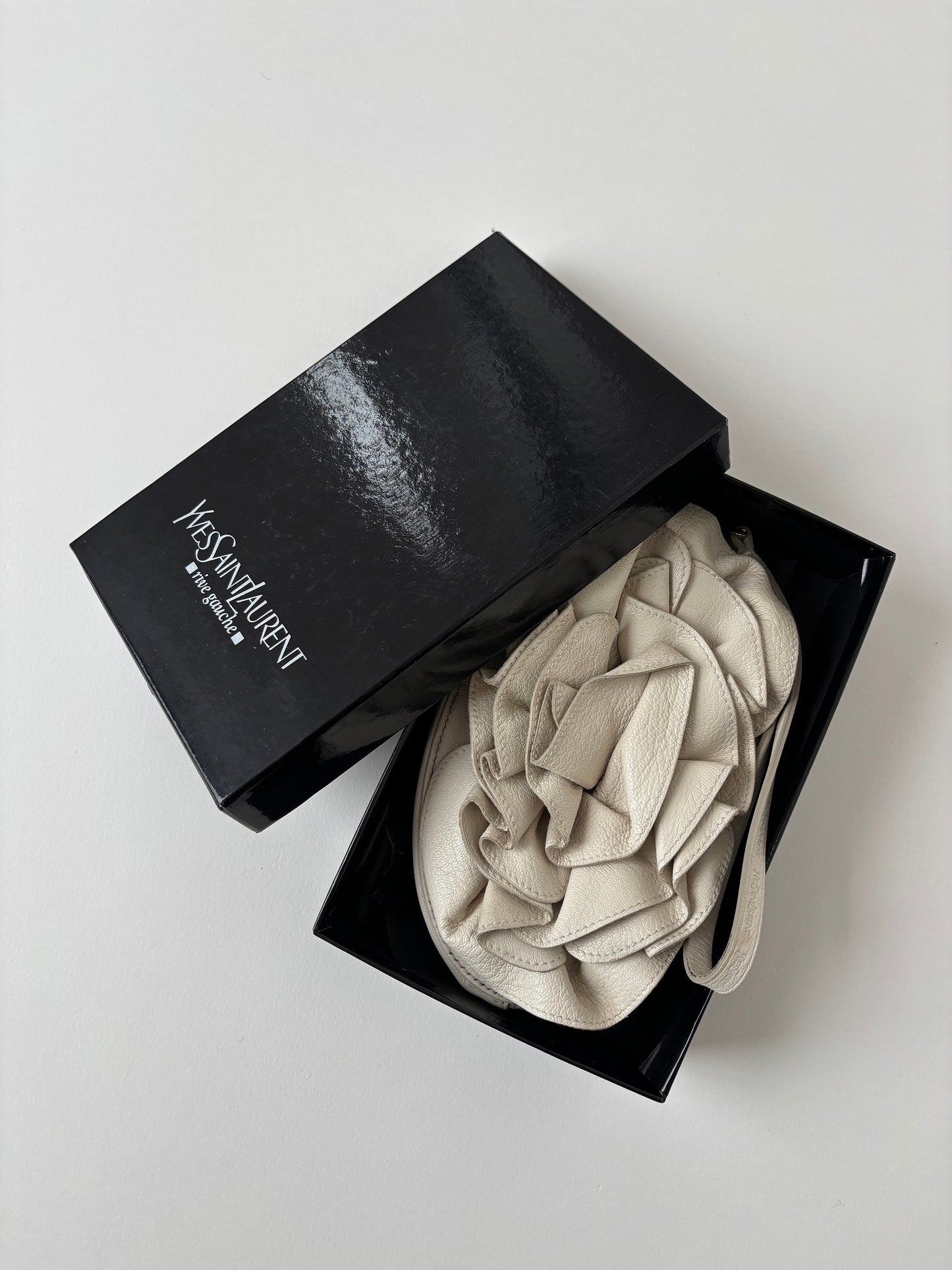 YSL by Tom Ford cream white Nadja flower mini pochette