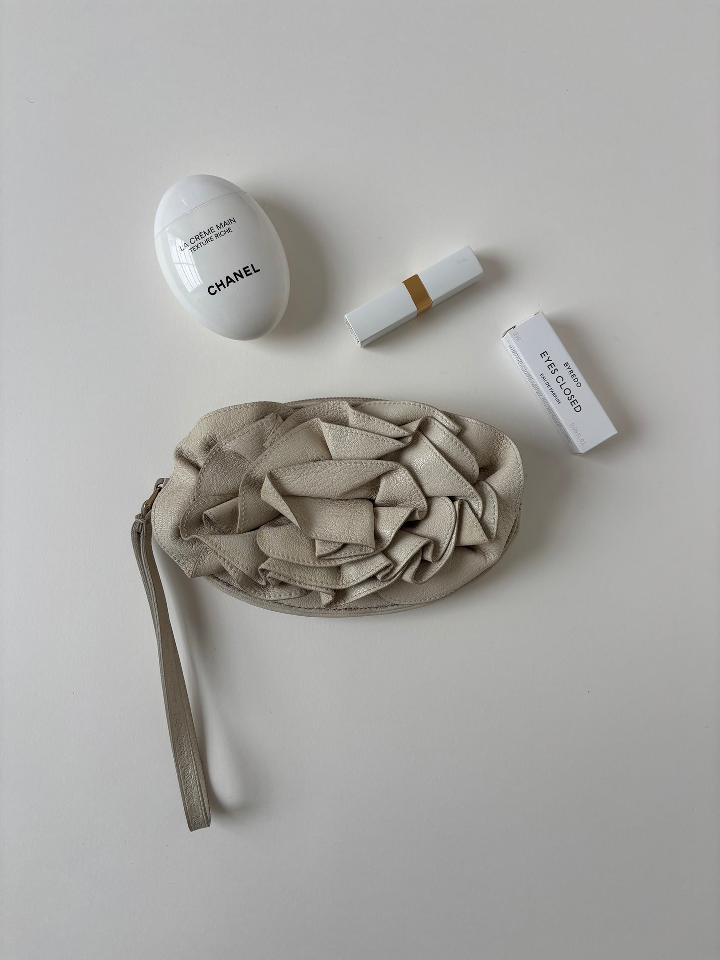 YSL by Tom Ford cream white Nadja flower mini pochette