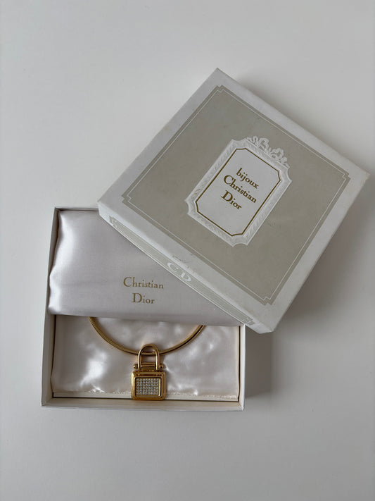 Christian Dior 1980s vintage gold plated rhinestone choker