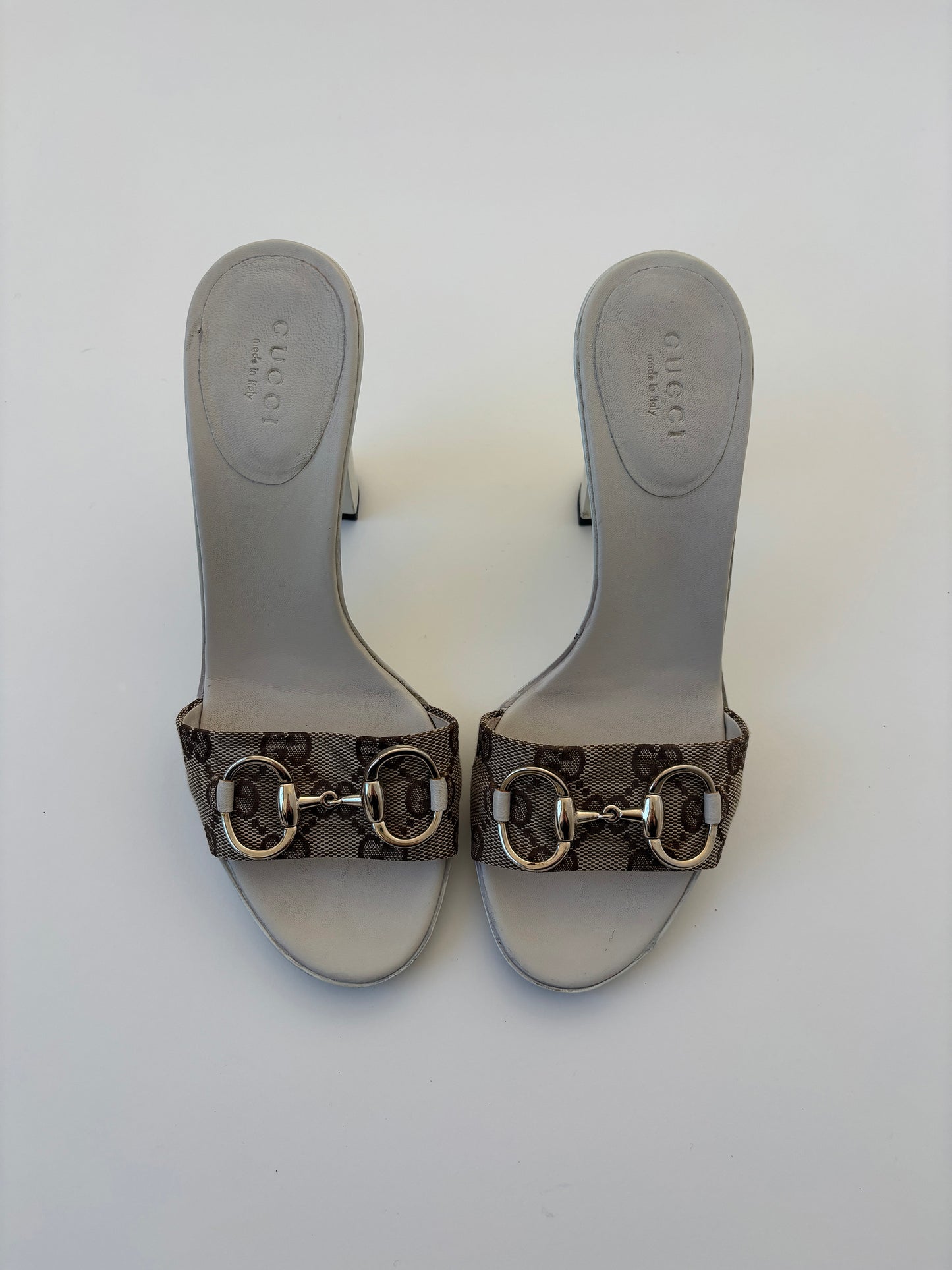 Gucci 2000s by Tom Ford monogram cream white horsebit platform heels (EU 36 / US 5.5)