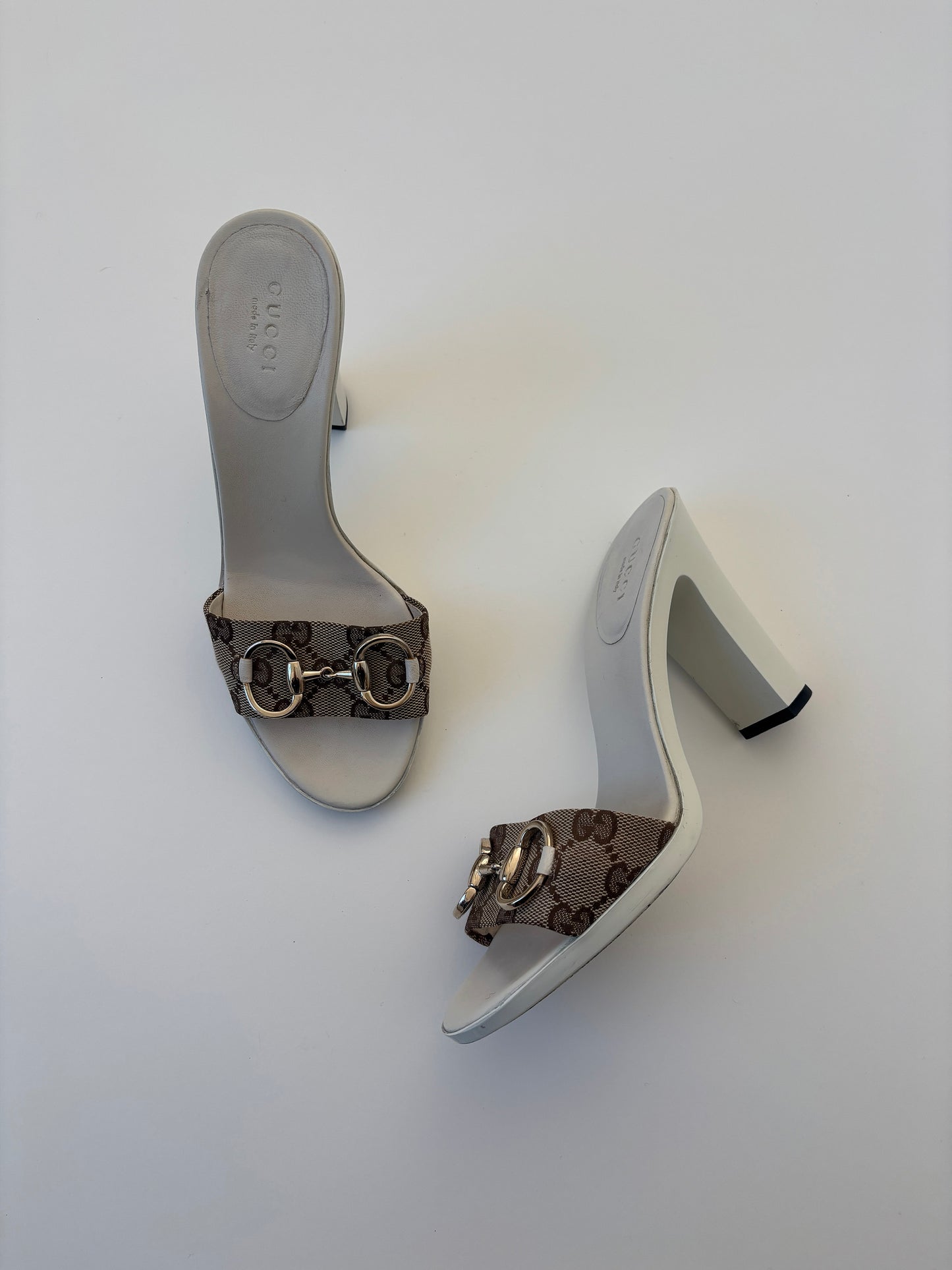 Gucci 2000s by Tom Ford monogram cream white horsebit platform heels (EU 36 / US 5.5)