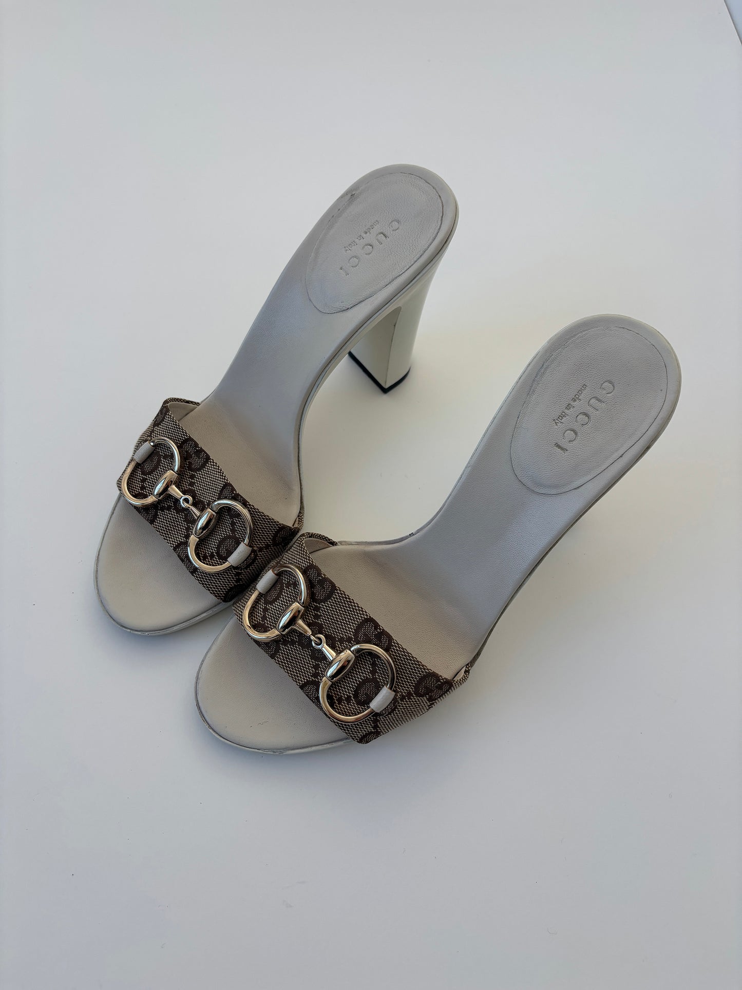 Gucci 2000s by Tom Ford monogram cream white horsebit platform heels (EU 36 / US 5.5)