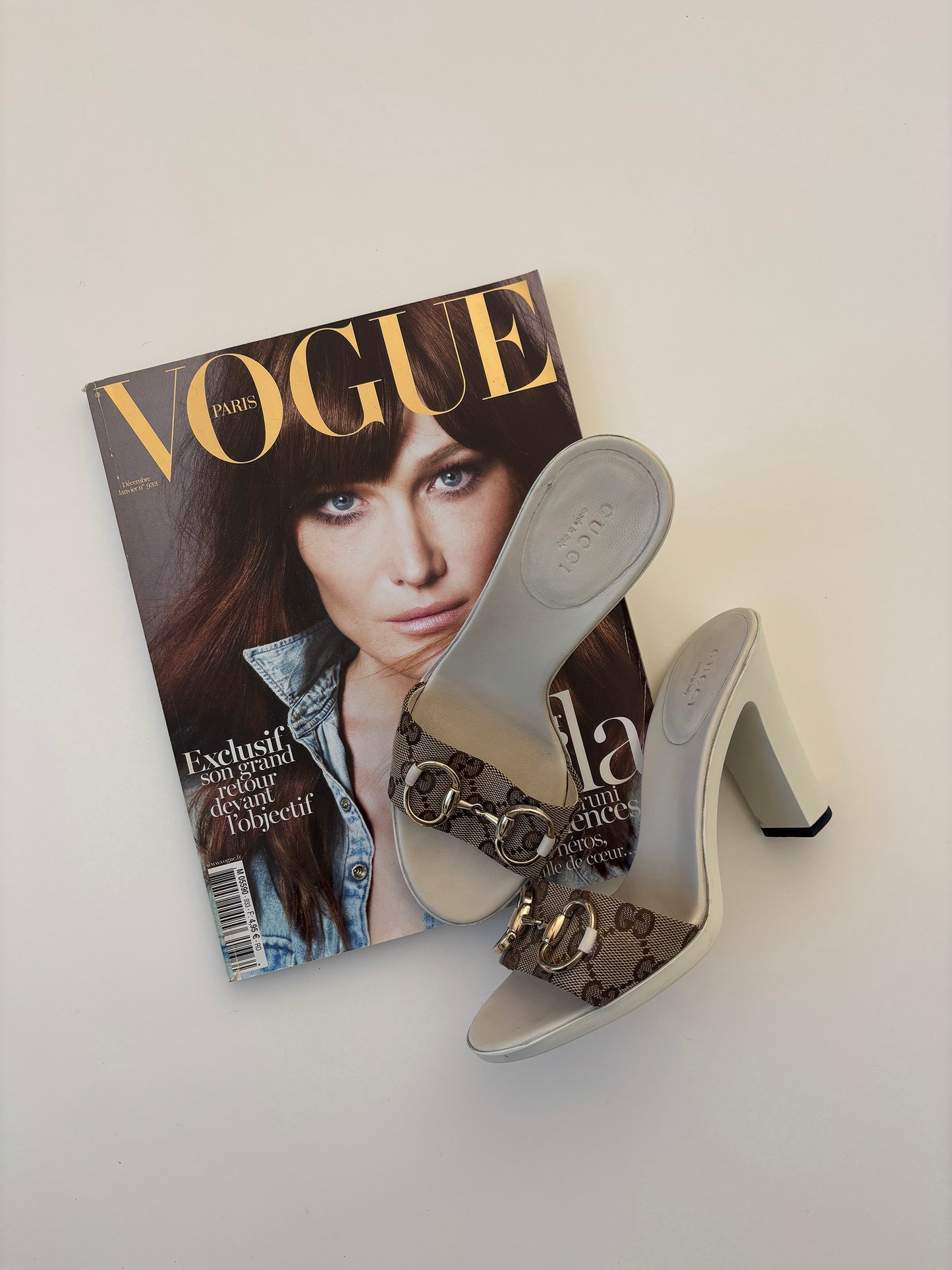 Gucci 2000s by Tom Ford monogram cream white horsebit platform heels (EU 36 / US 5.5)