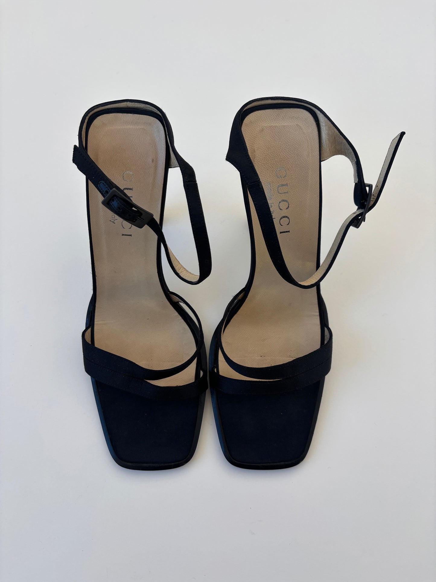 Gucci by Tom Ford 1990s minimalistic black satin sandal heels (EU 37 / US 6.5)