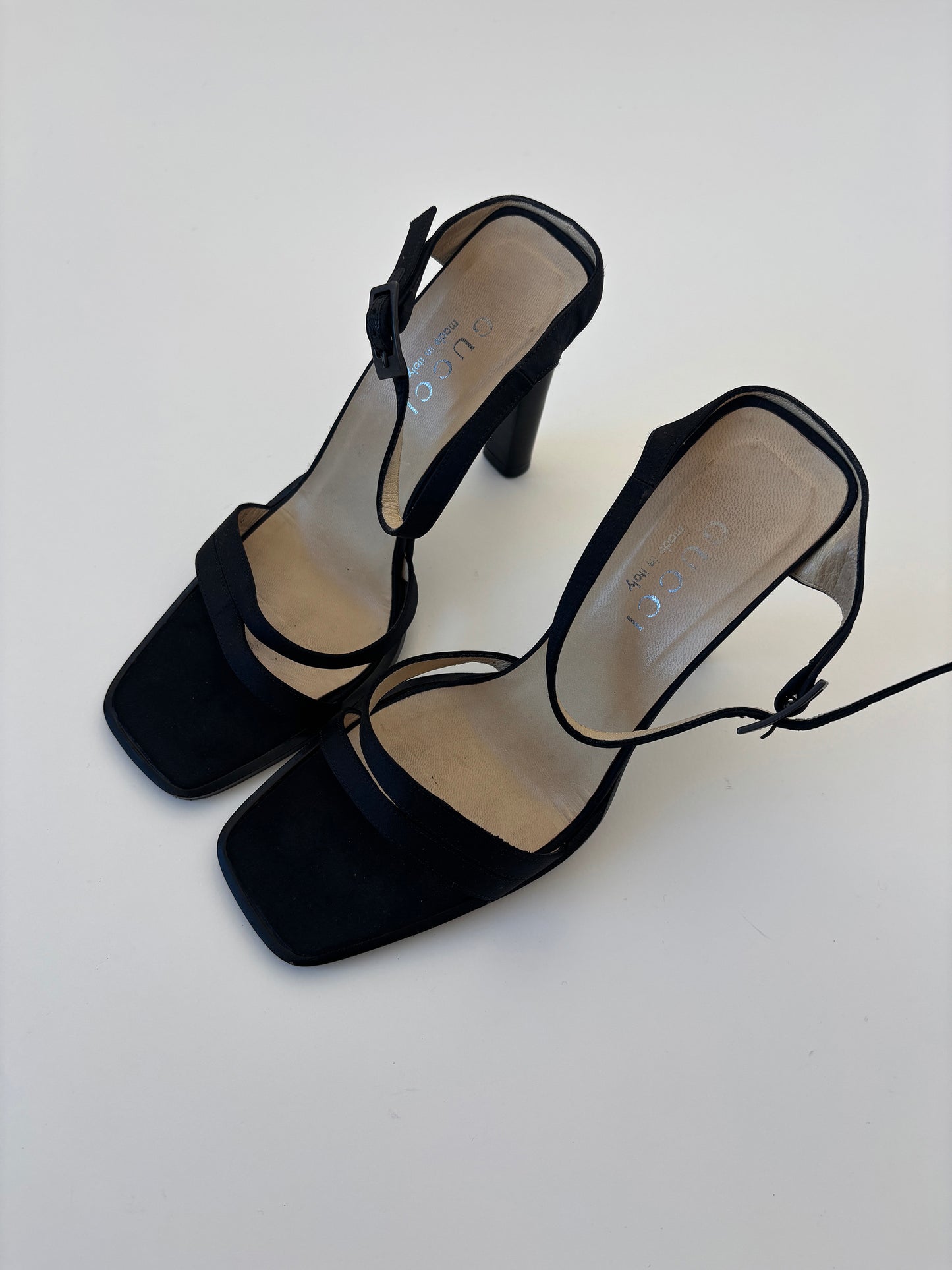 Gucci by Tom Ford 1990s minimalistic black satin sandal heels (EU 37 / US 6.5)