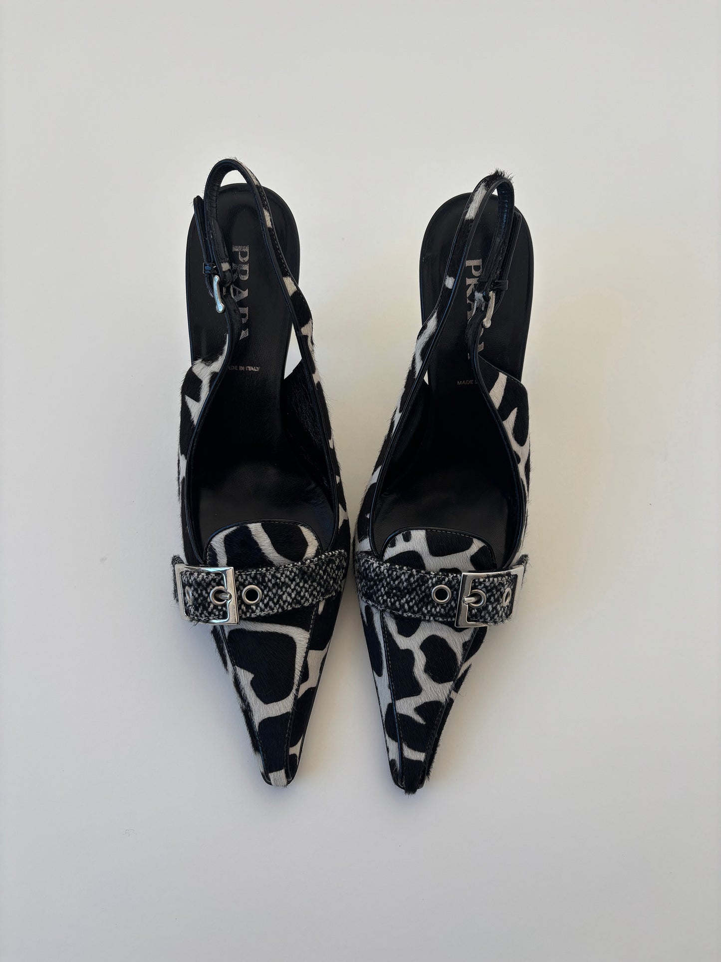 Prada 1990s pony giraffe sling back pumps (EU 37 / US 6.5)
