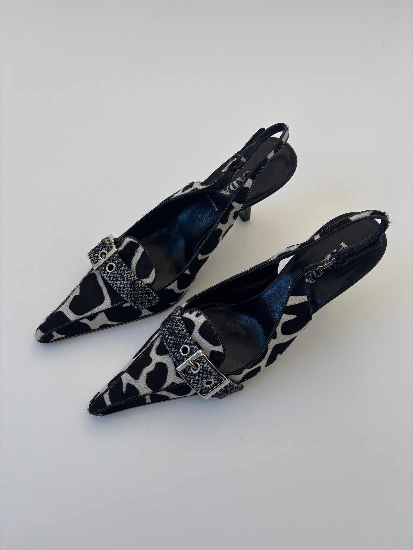 Prada 1990s pony giraffe sling back pumps (EU 37 / US 6.5)