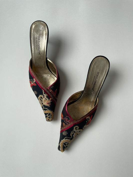 Vintage Dolce &amp; Gabanna Asia dragon mules