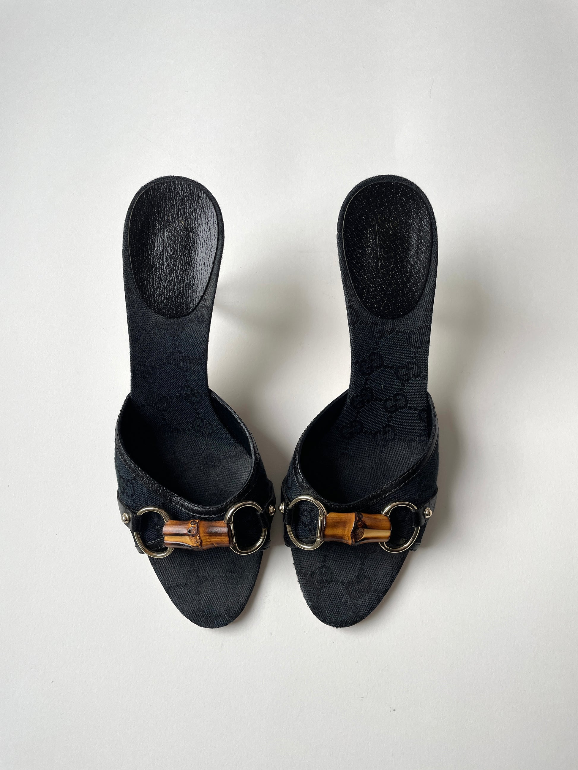 Vintage Gucci by Tom Ford black monogram horsebit heels