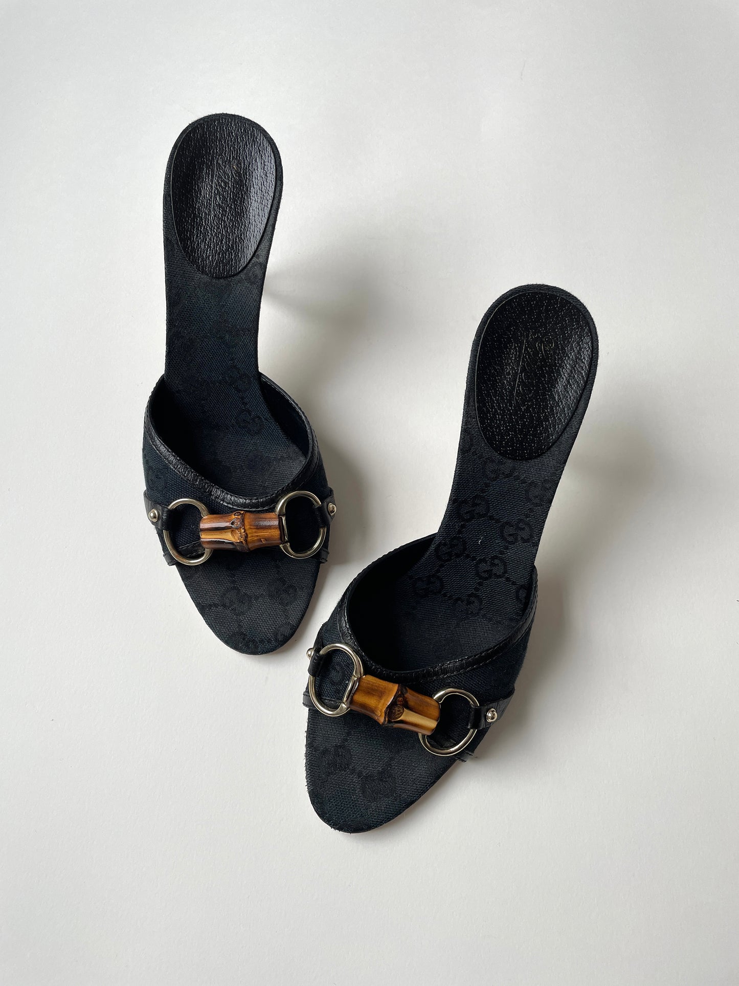 Vintage Gucci by Tom Ford black monogram horsebit heels