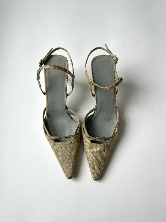 Vintage Gucci by Tom Ford beige golden glittery heels