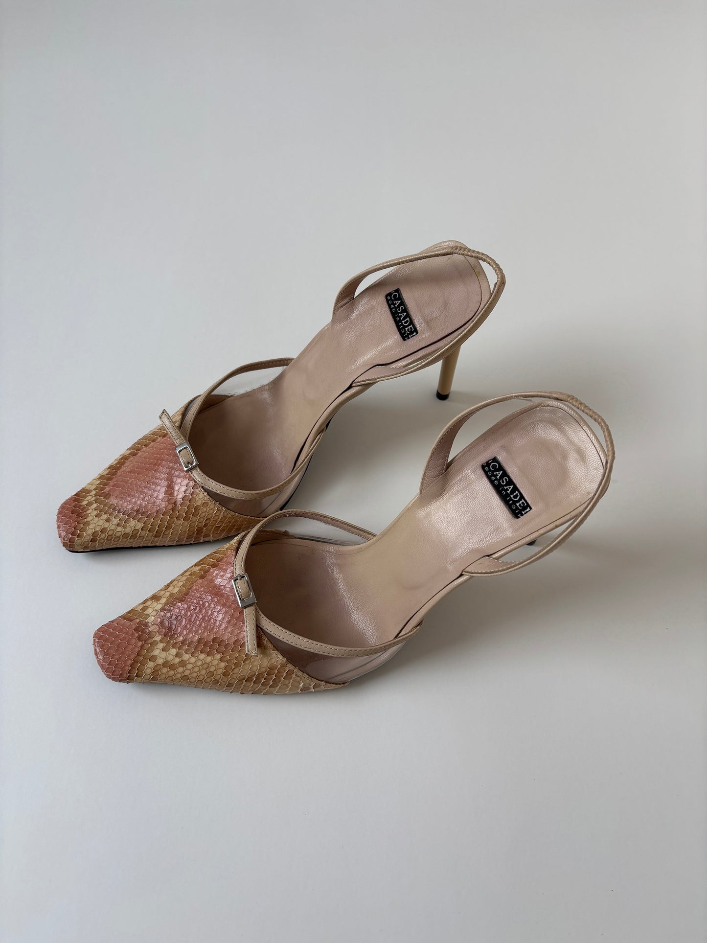 Casadei 1990s iconic Carrie Bradshaw snake skin heels (EU 36,5 / US 7)