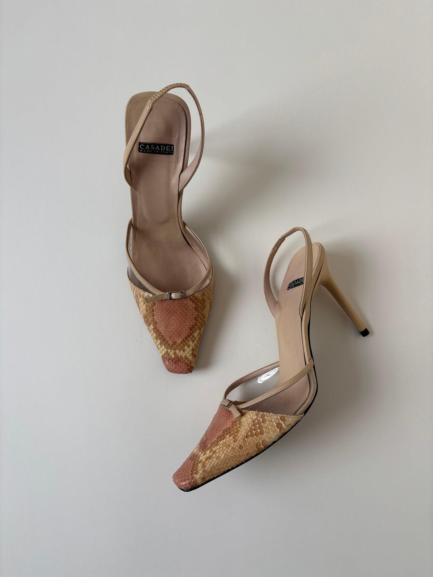 Casadei 1990s iconic Carrie Bradshaw snake skin heels (EU 36,5 / US 7)