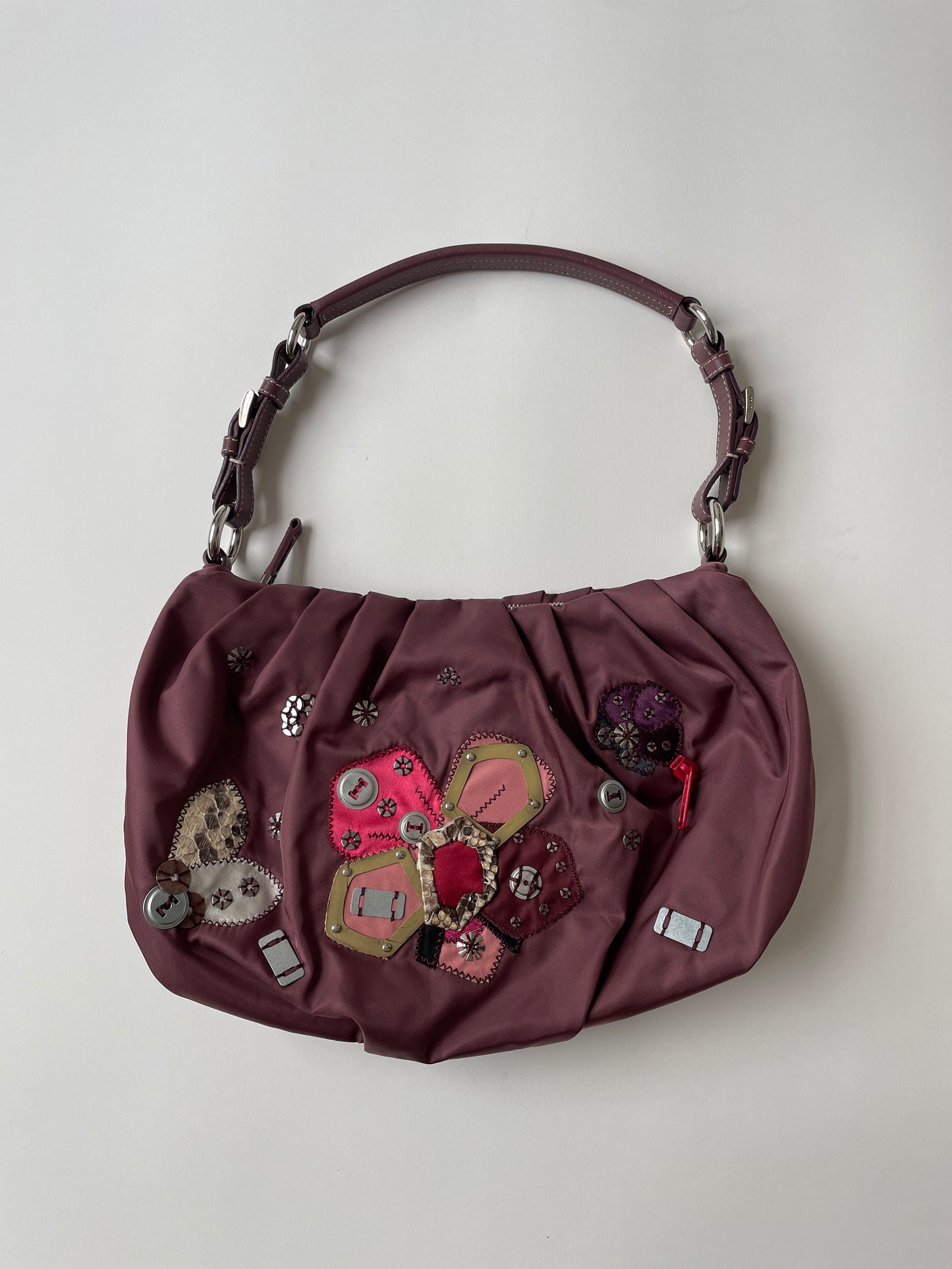 Vintage Prada 2000s mauve Tessuto Nylon floral bag 