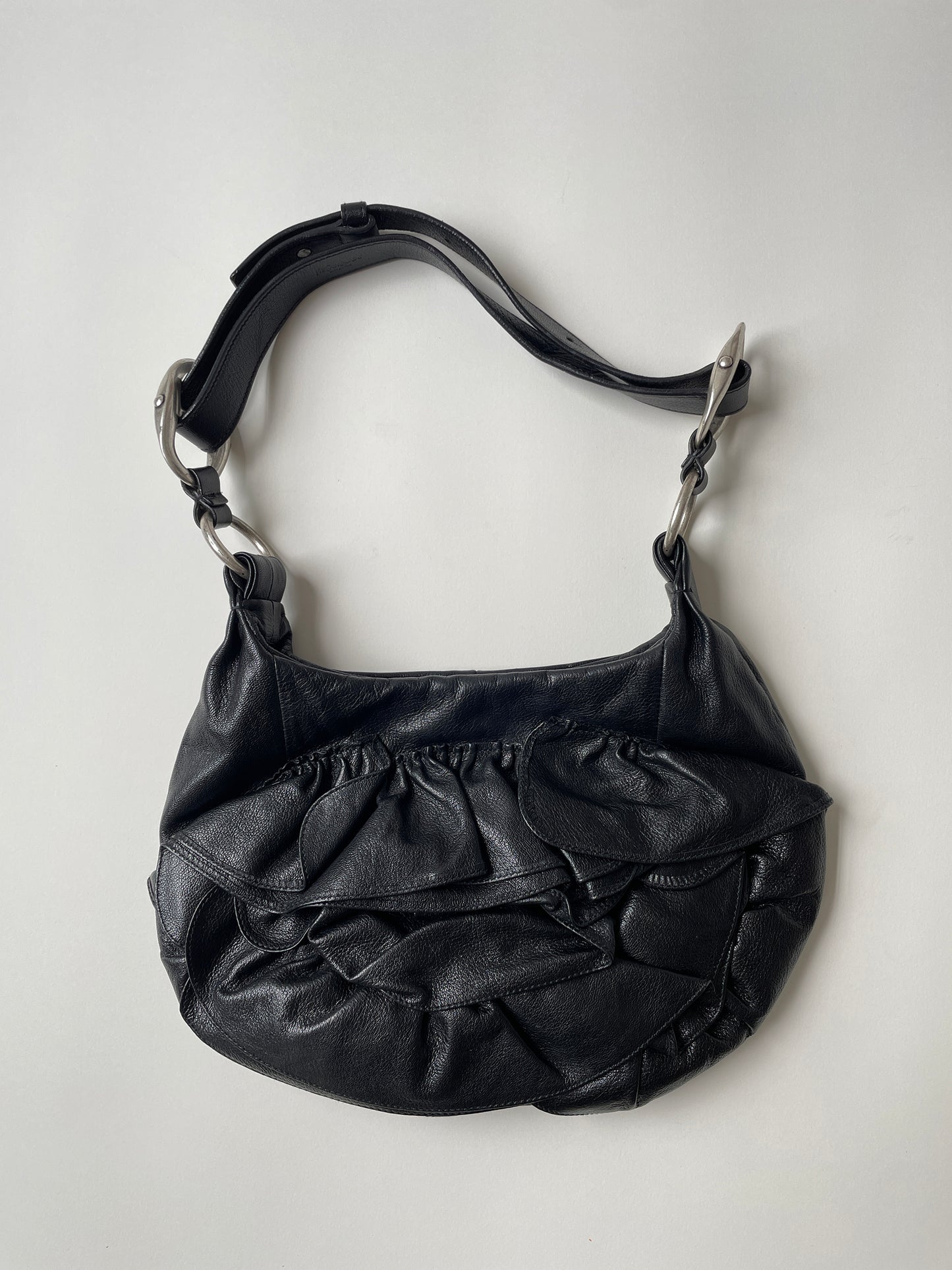 Vintage YSL by Tom Ford black Nadja flower medium hobo bag