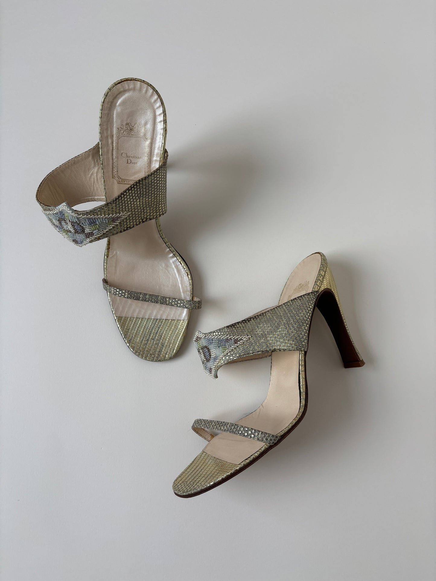 Christian Dior by John Galliano 2000s beaded CD golden python heels (EU 39 / US 8.5)