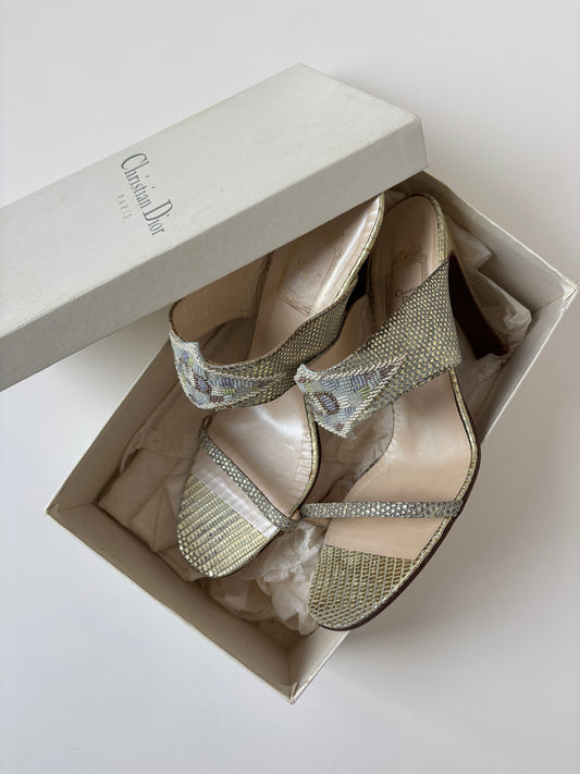Christian Dior by John Galliano 2000s beaded CD golden python heels (EU 39 / US 8.5)