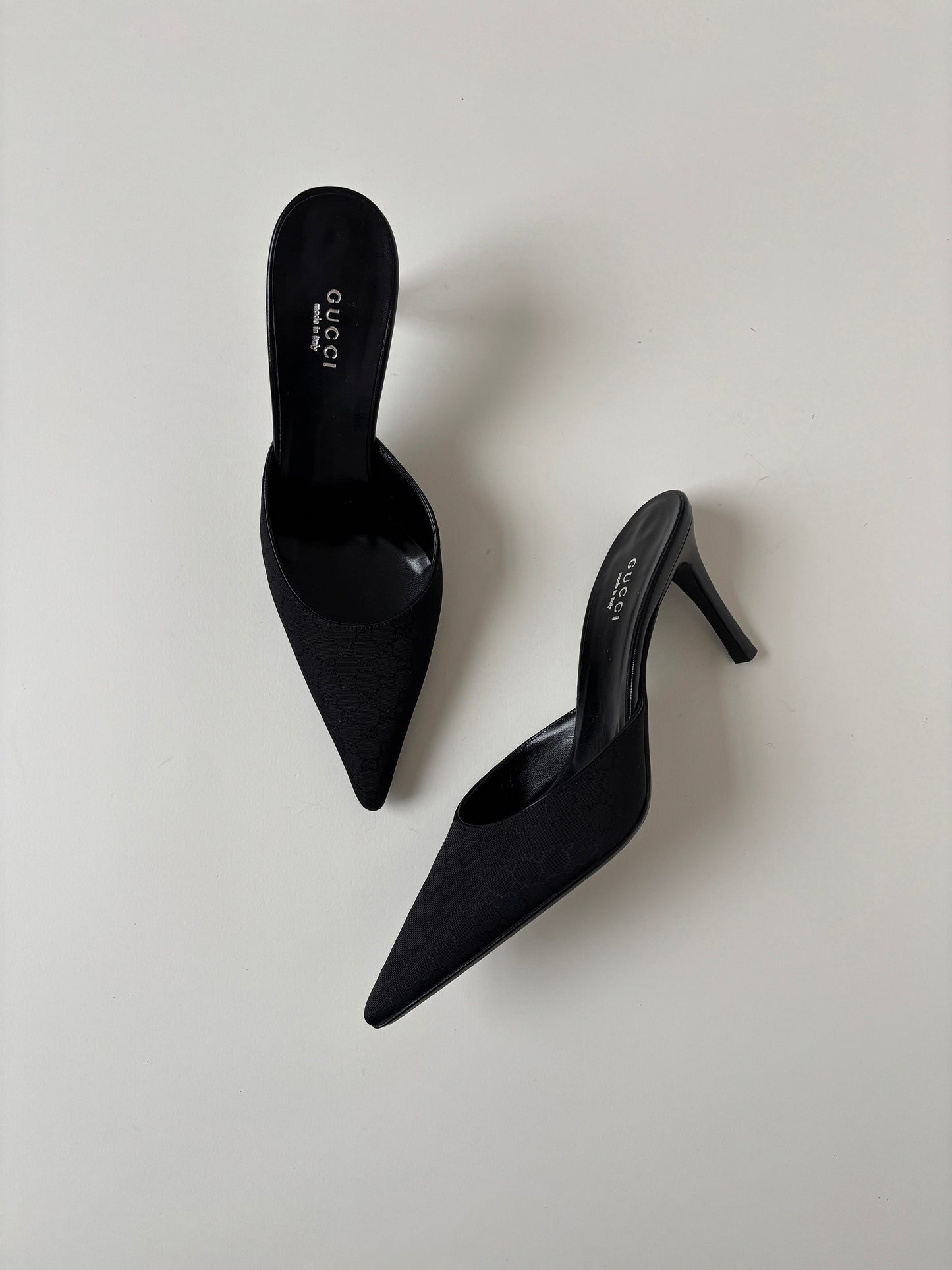 Gucci by Tom Ford 2000s black monogram mules UNWORN (EU 36 / US 5.5)