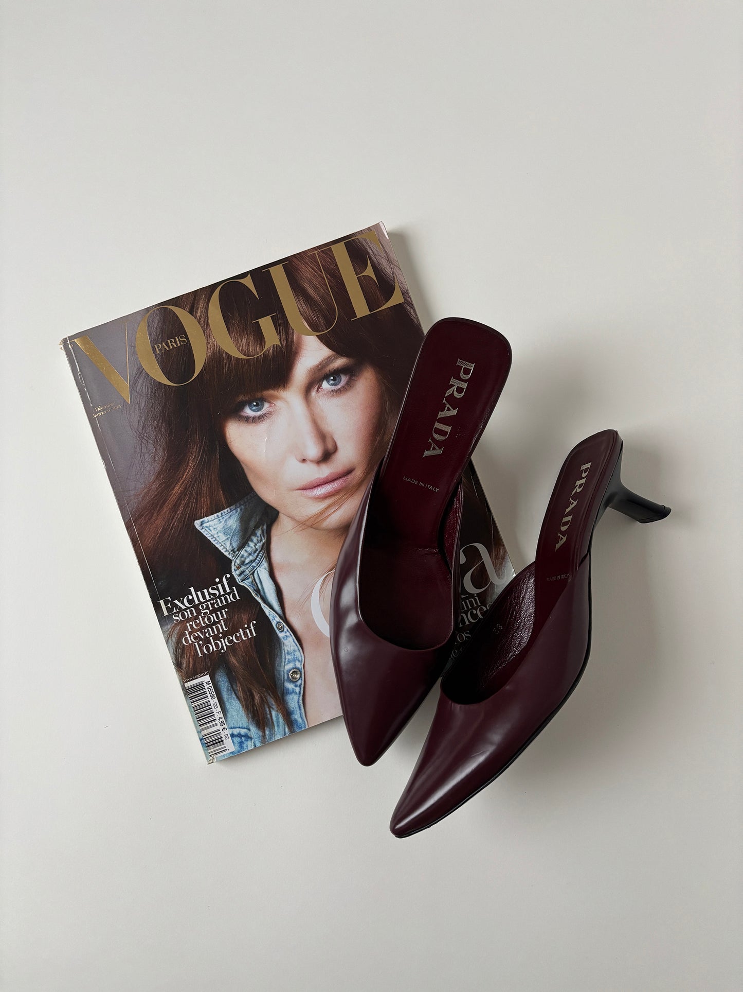 Prada 1990s burgundy kitten heel mules (EU 38 / US 7.5)