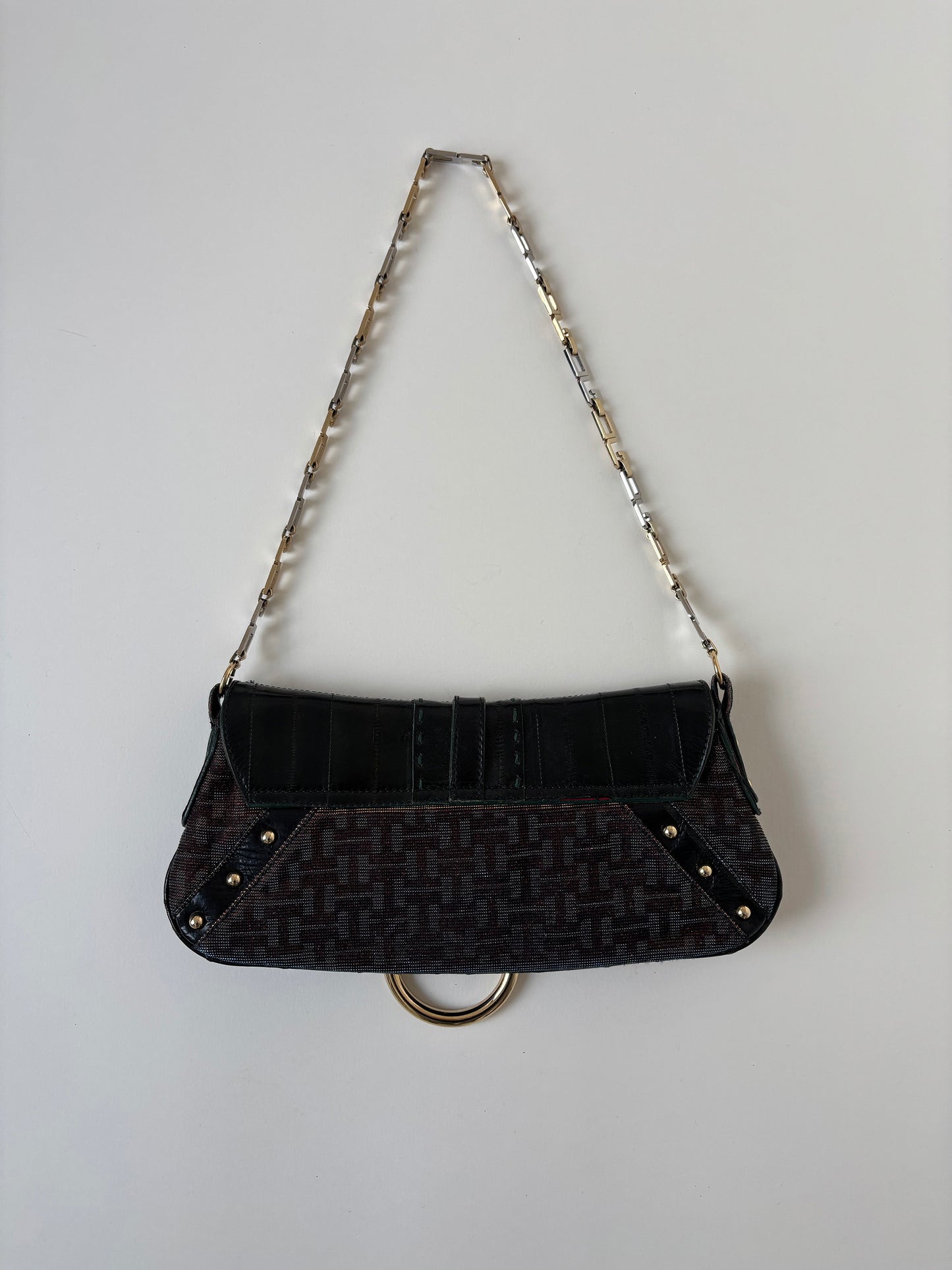 Dolce & Gabbana 2000s mini iridescent sparkling O-Ring baguette bag