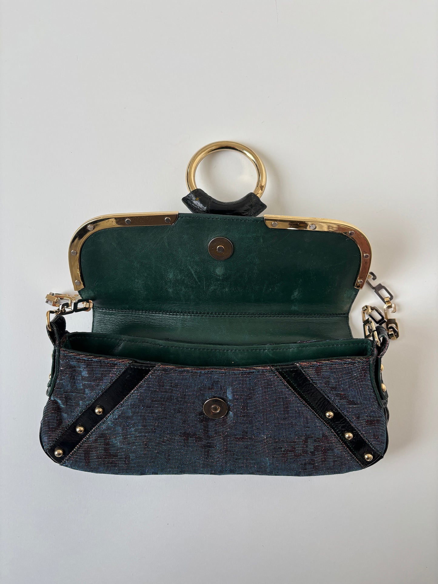 Dolce & Gabbana 2000s mini iridescent sparkling O-Ring baguette bag