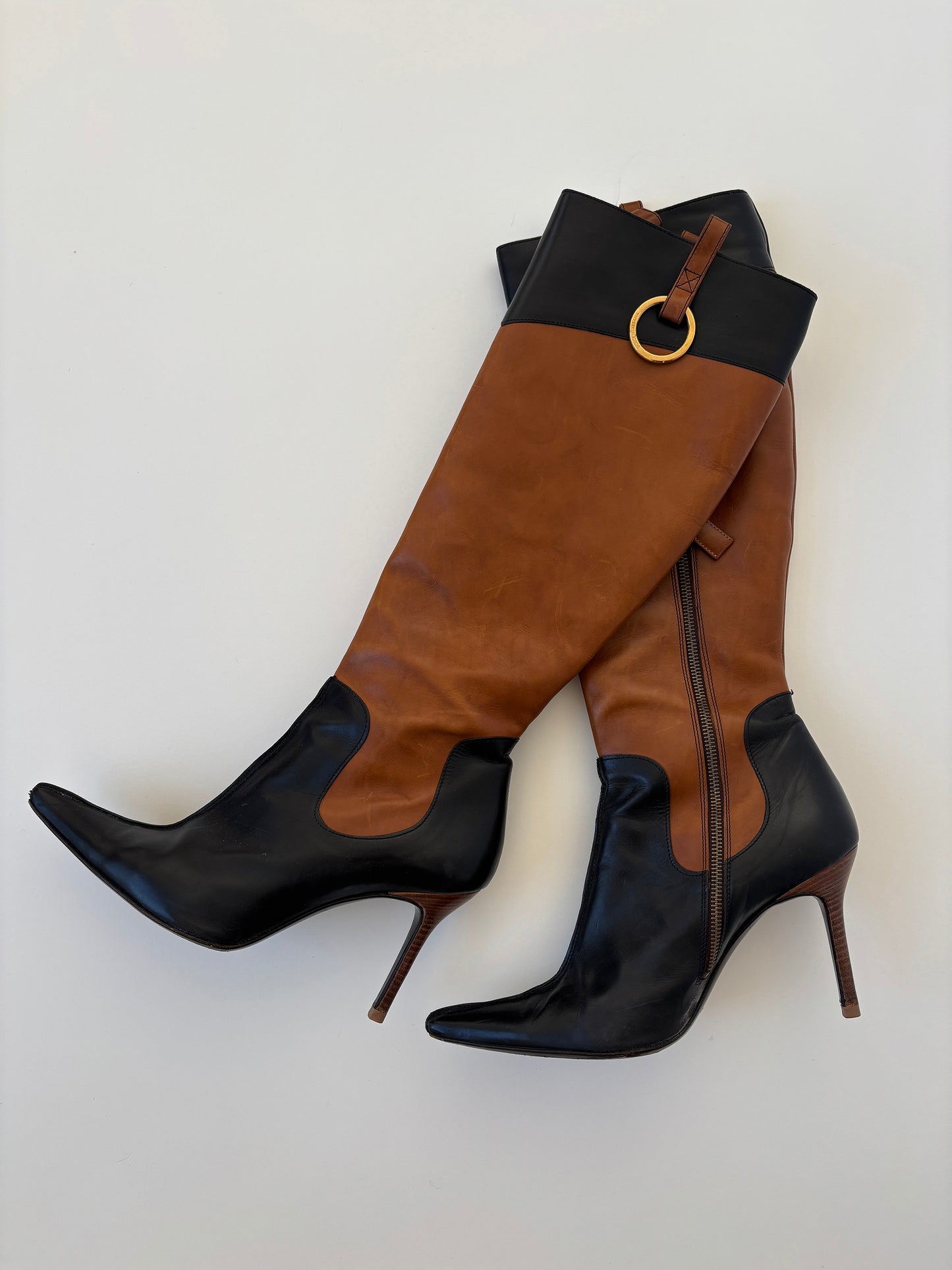 Dolce & Gabbana 2000s tan O-ring boots (EU 41 / US 10)