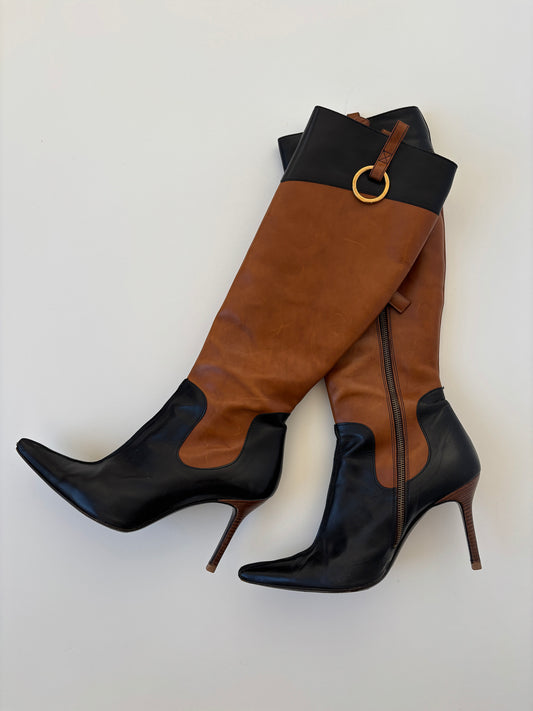 Dolce & Gabbana 2000s tan O-ring boots (EU 41 / US 10)