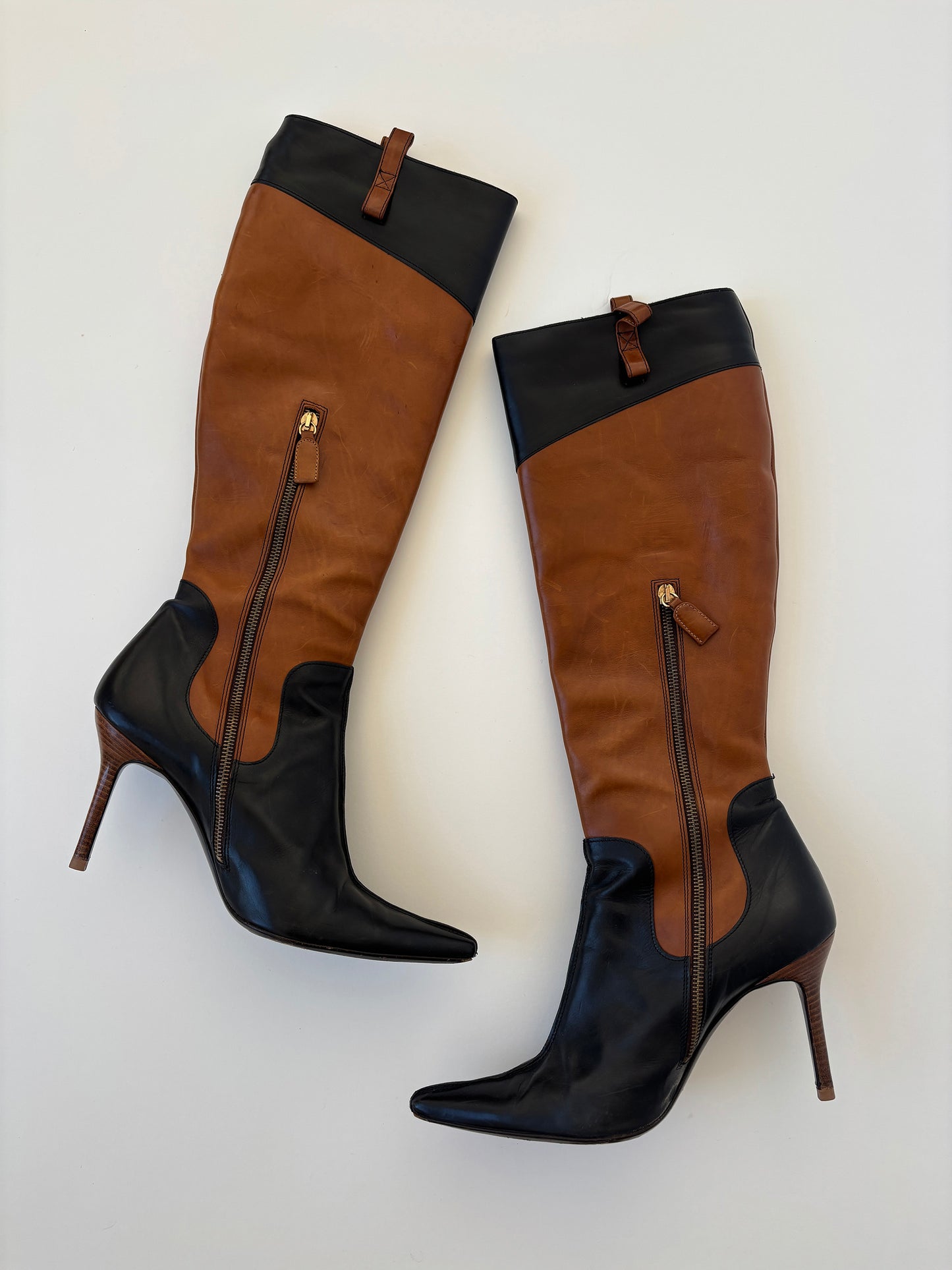 Dolce & Gabbana 2000s tan O-ring boots (EU 41 / US 10)
