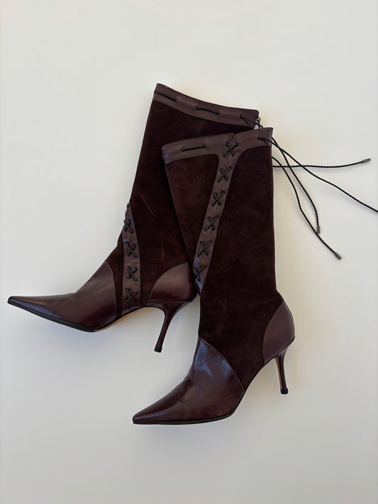 Jimmy Choo iconic 1990s dark brown stitching boots (EU 39 / US 8.5)