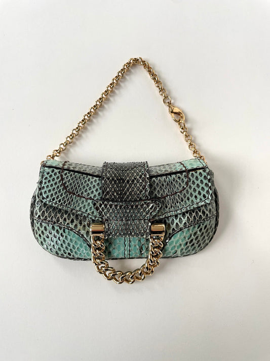 Vintage Dolce &amp; Gabbana 2000s rare runway micro python baguette bag