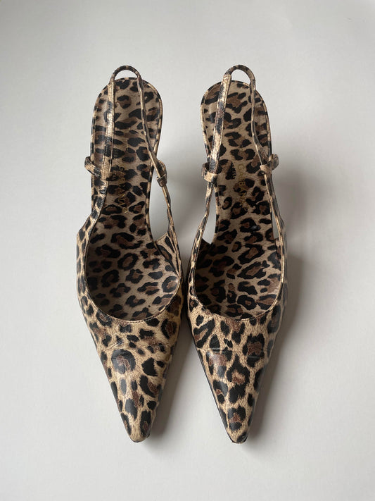 Vintage Dolce &amp; Gabbana cheetah print sling pumps