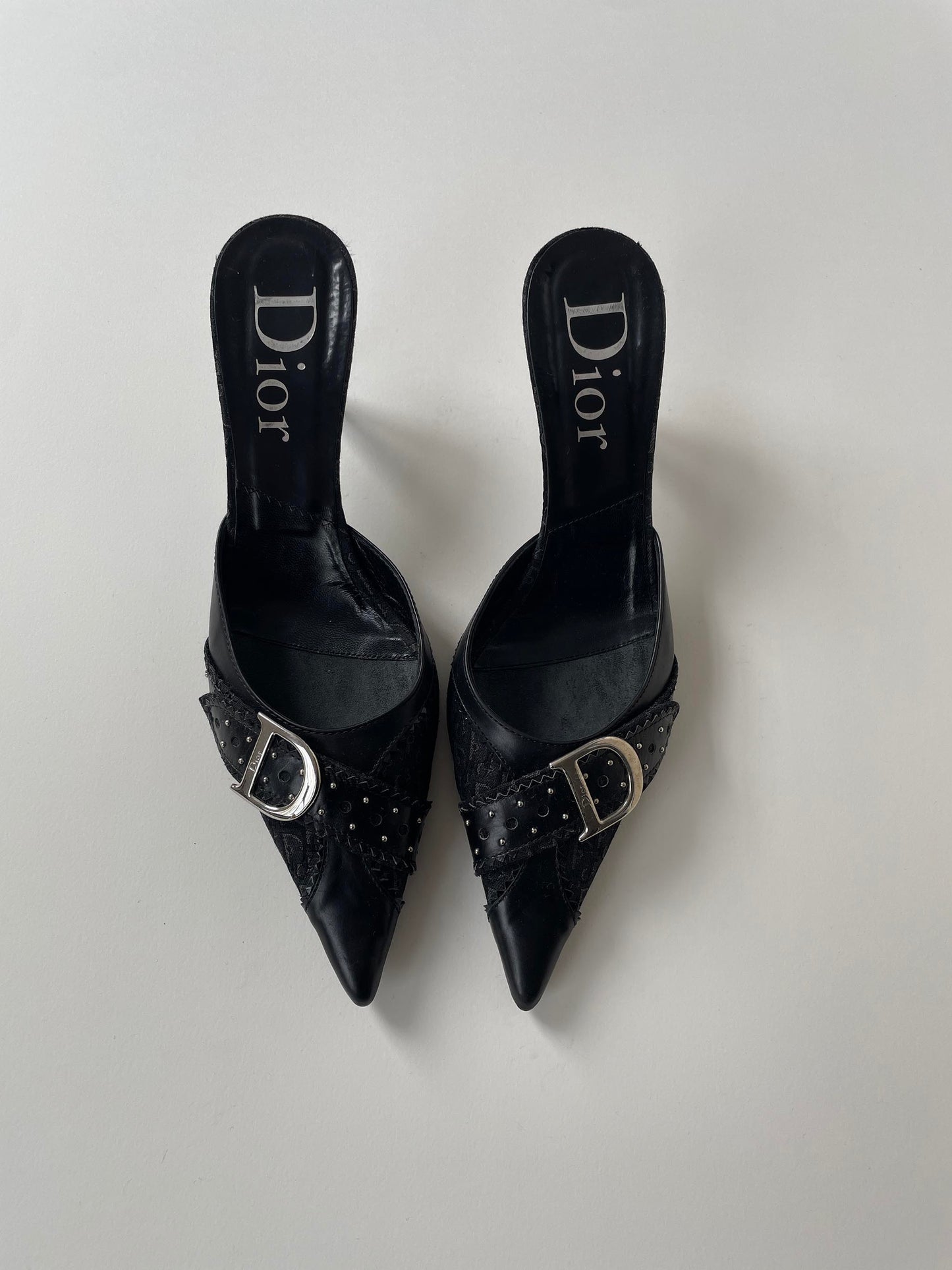 Christian Dior by John Galliano hardcore collection metal logo mules