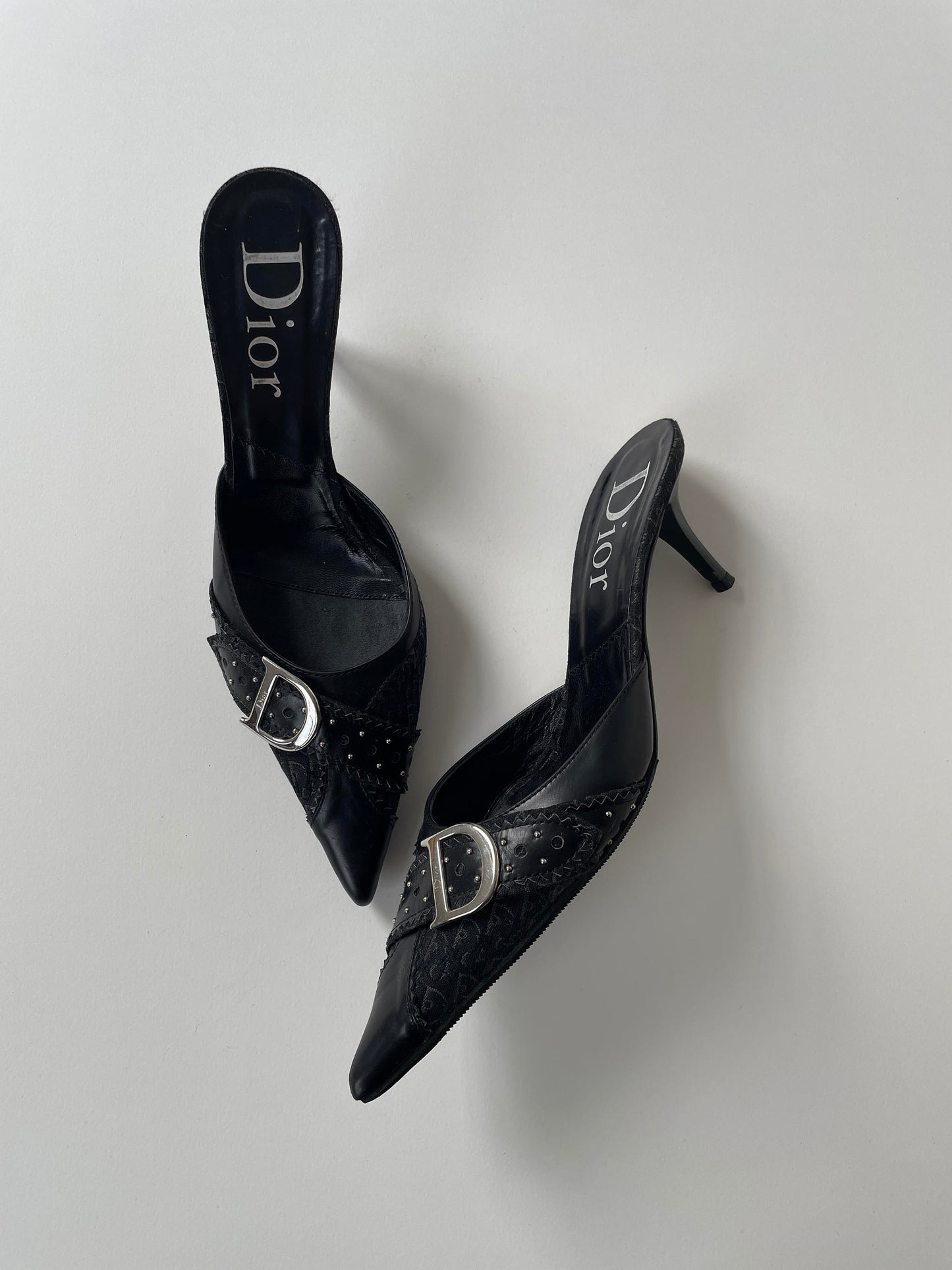 Christian Dior by John Galliano hardcore collection metal logo mules