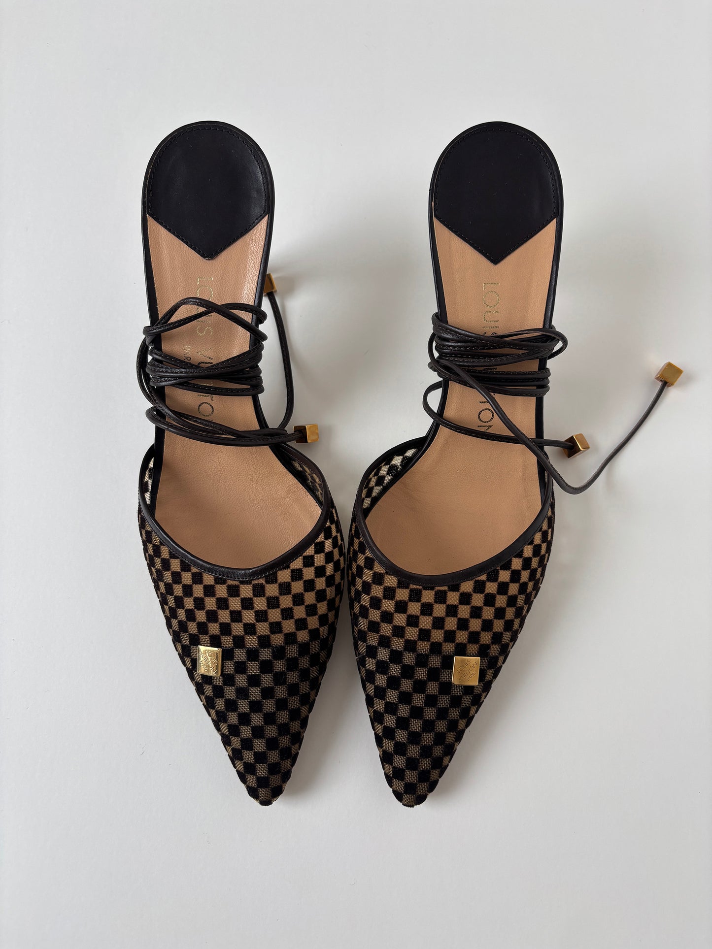 Louis Vuitton by Marc Jacobs brown mesh checkered kitten heels (EU 38 / US 7.5)