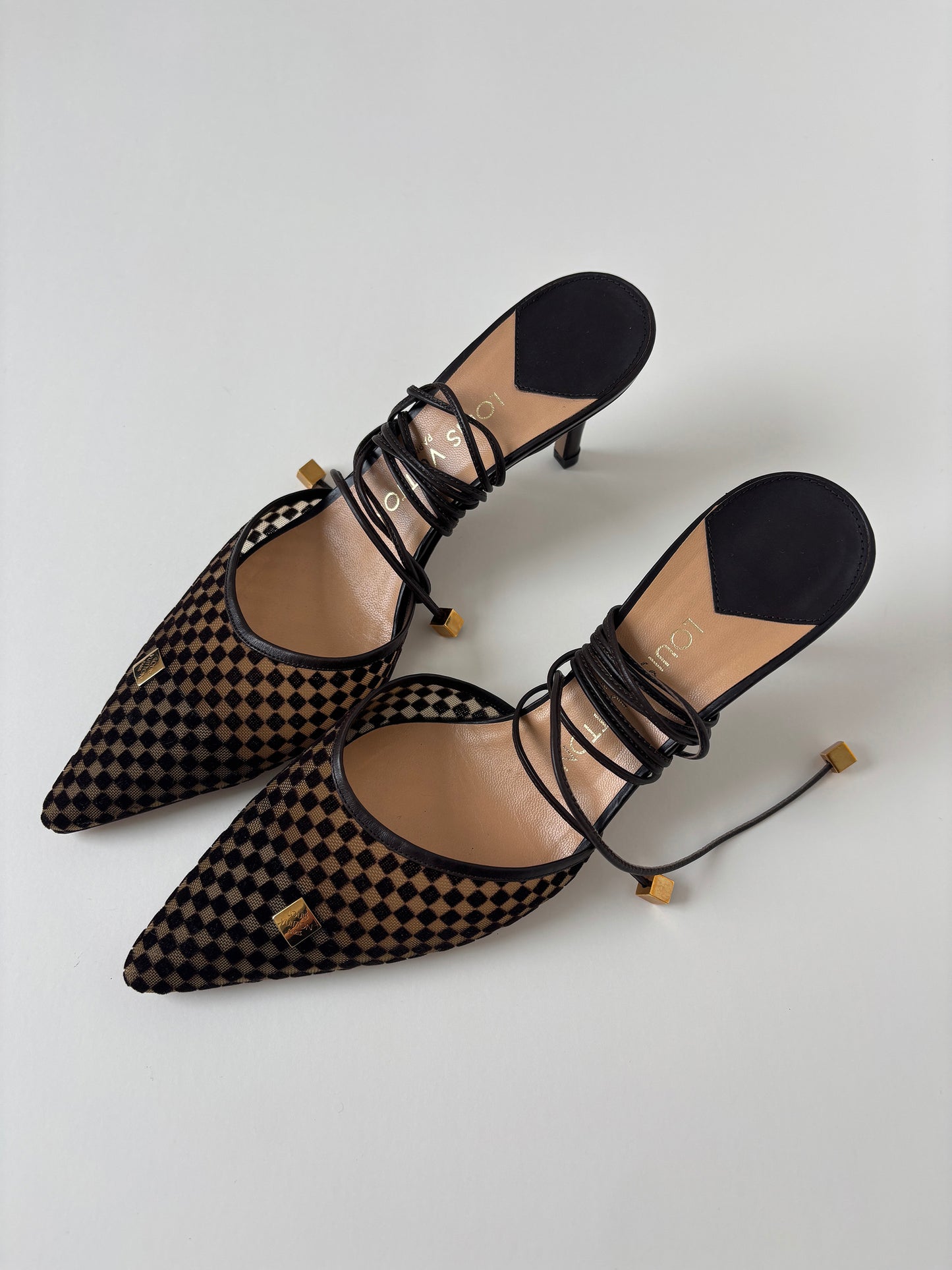 Louis Vuitton by Marc Jacobs brown mesh checkered kitten heels (EU 38 / US 7.5)
