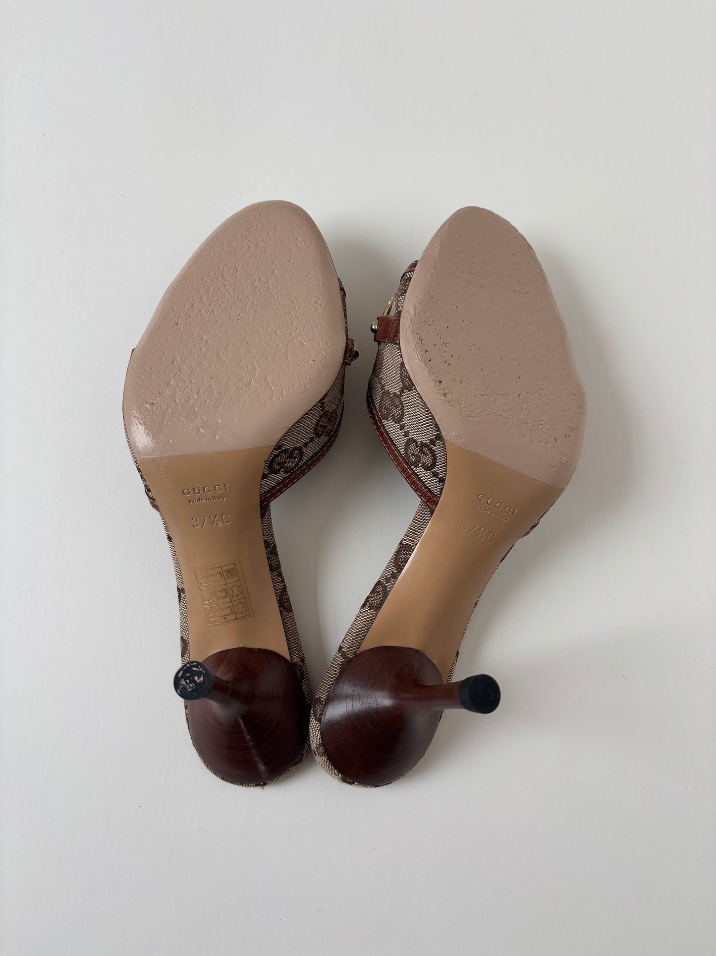 Gucci by Tom Ford 2000s iconic brown monogram bamboo horsebit heels (EU 37,5 / US 7)
