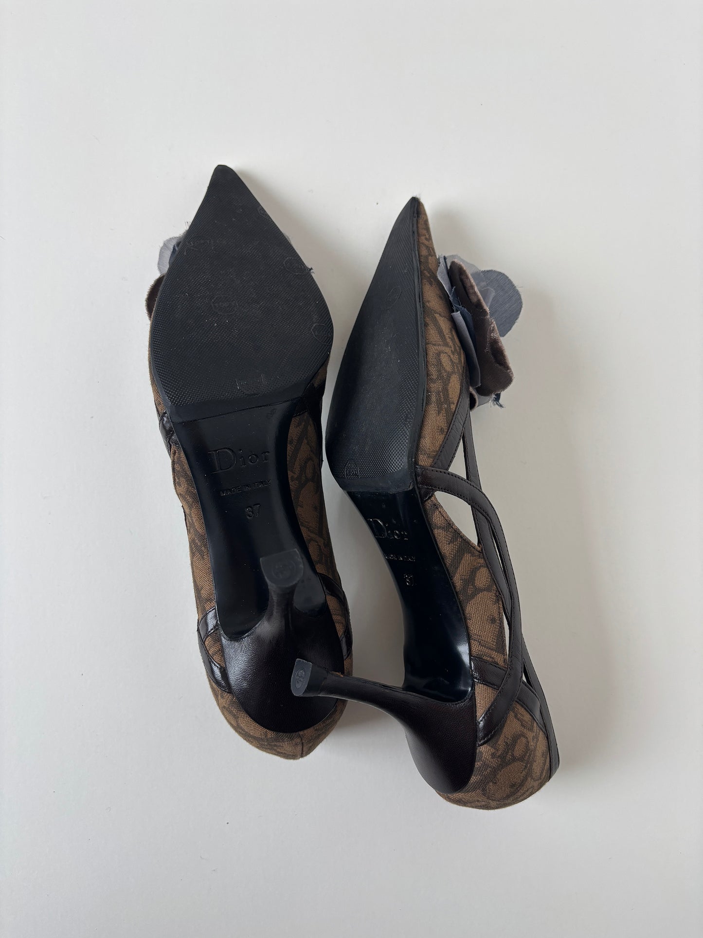 Christian Dior 2000s by John Galliano brown trotter monogram flower pumps (EU 37 / US 6.5)