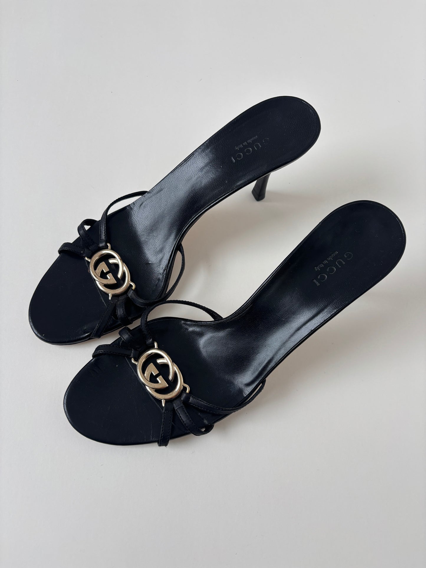 Gucci 2000s black interlocking GG sandal heels (EU 39 / US 8.5)