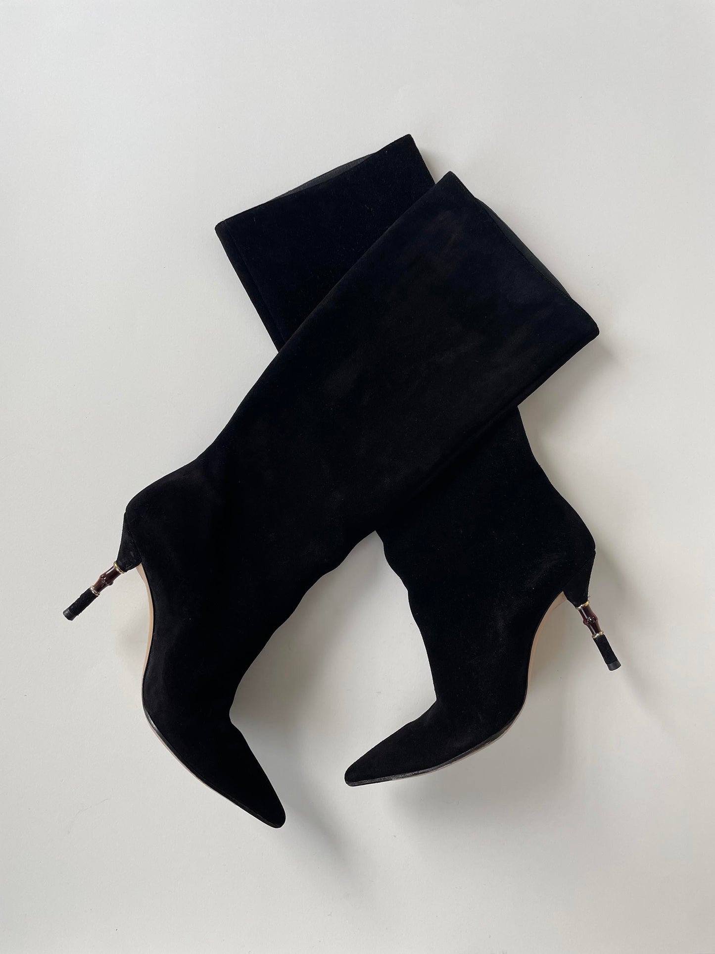 Vintage Gucci by Tom Ford black suede bamboo boots