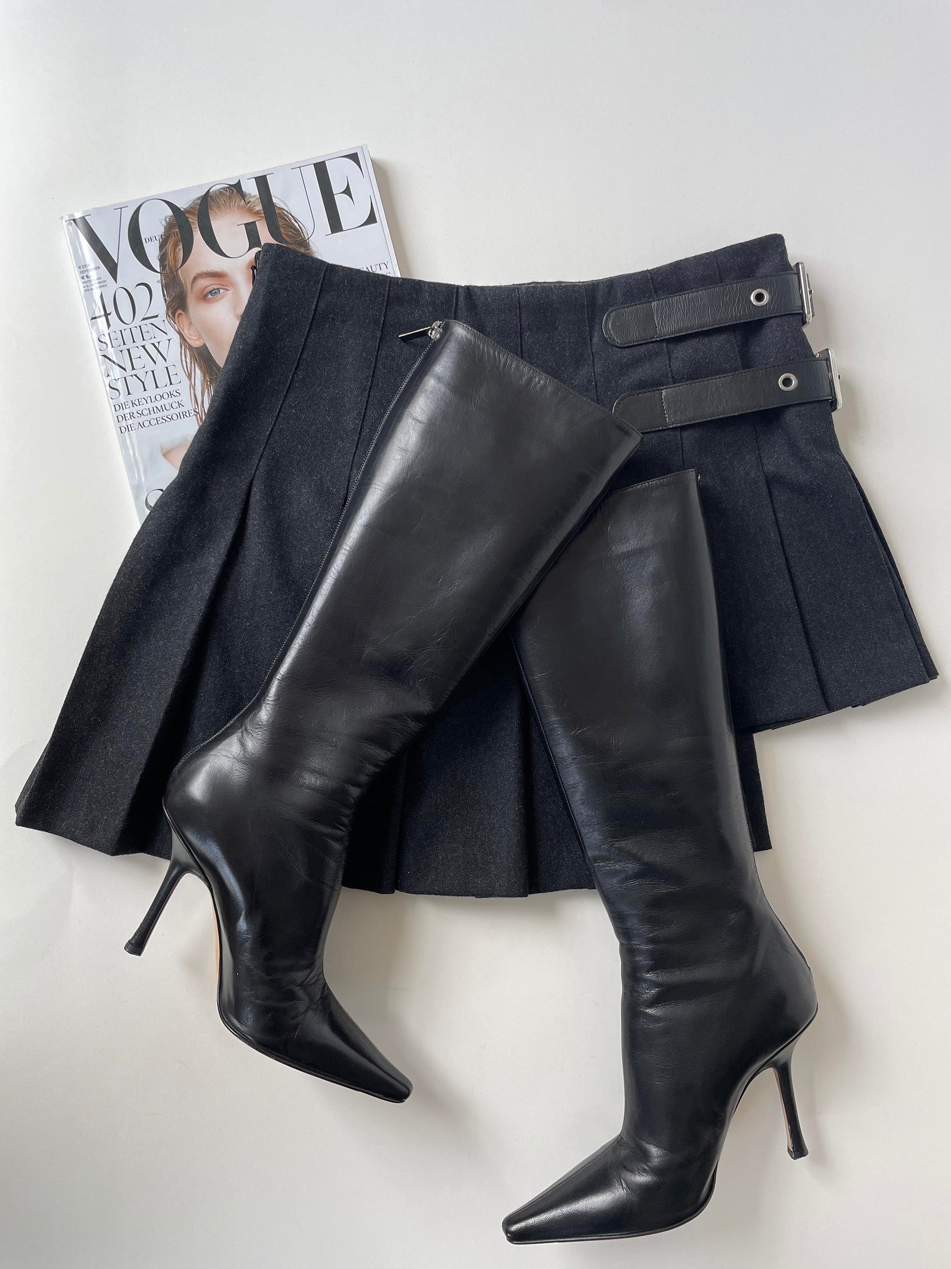 Vintage Jimmy Choo Jimmy Choo iconic black 90s boots as seen on Jennifer Aniston
