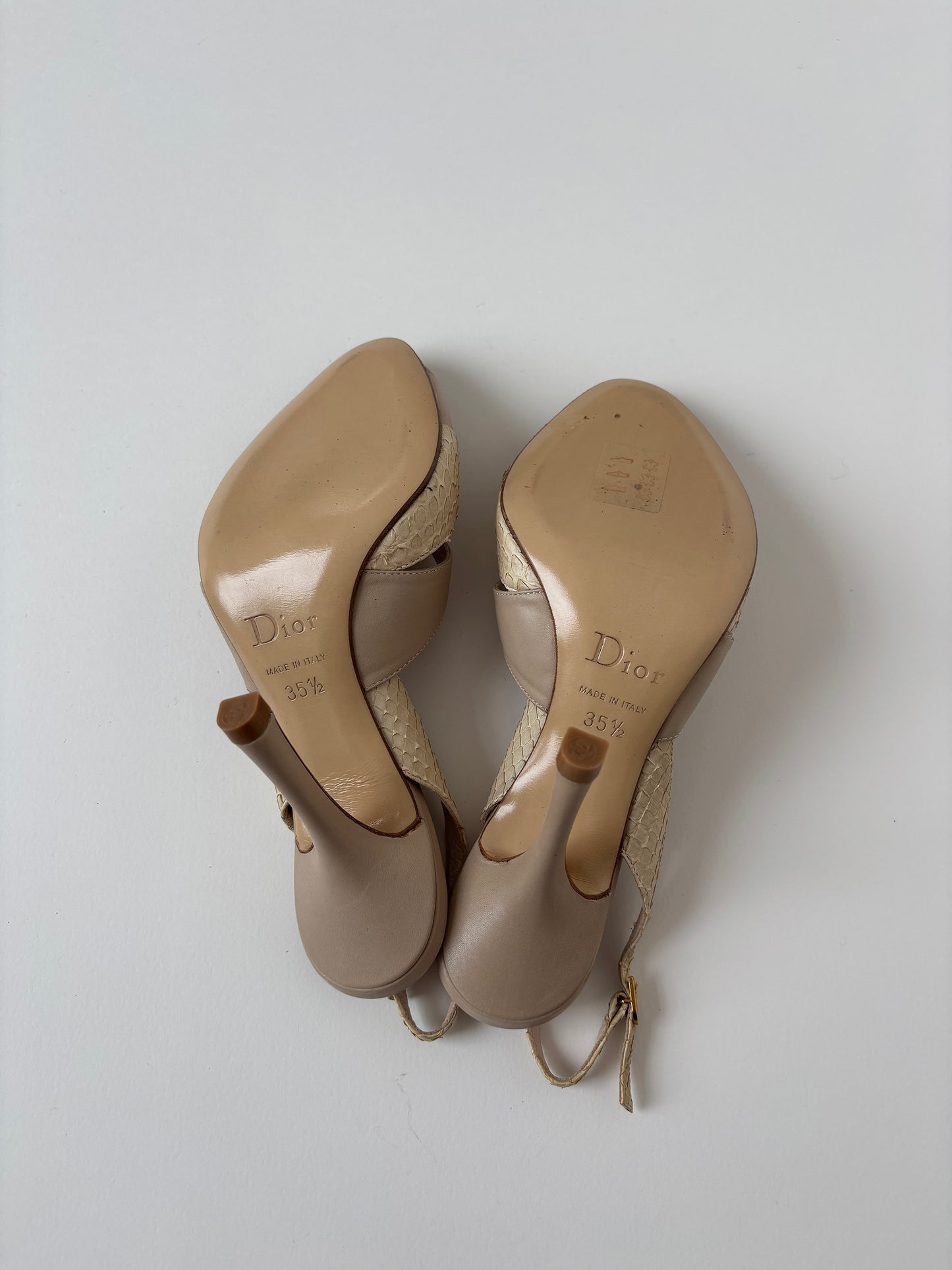 Christian Dior by John Galliano 2000s beige satin python heels UNWORN (EU 35,5 / US 5 )
