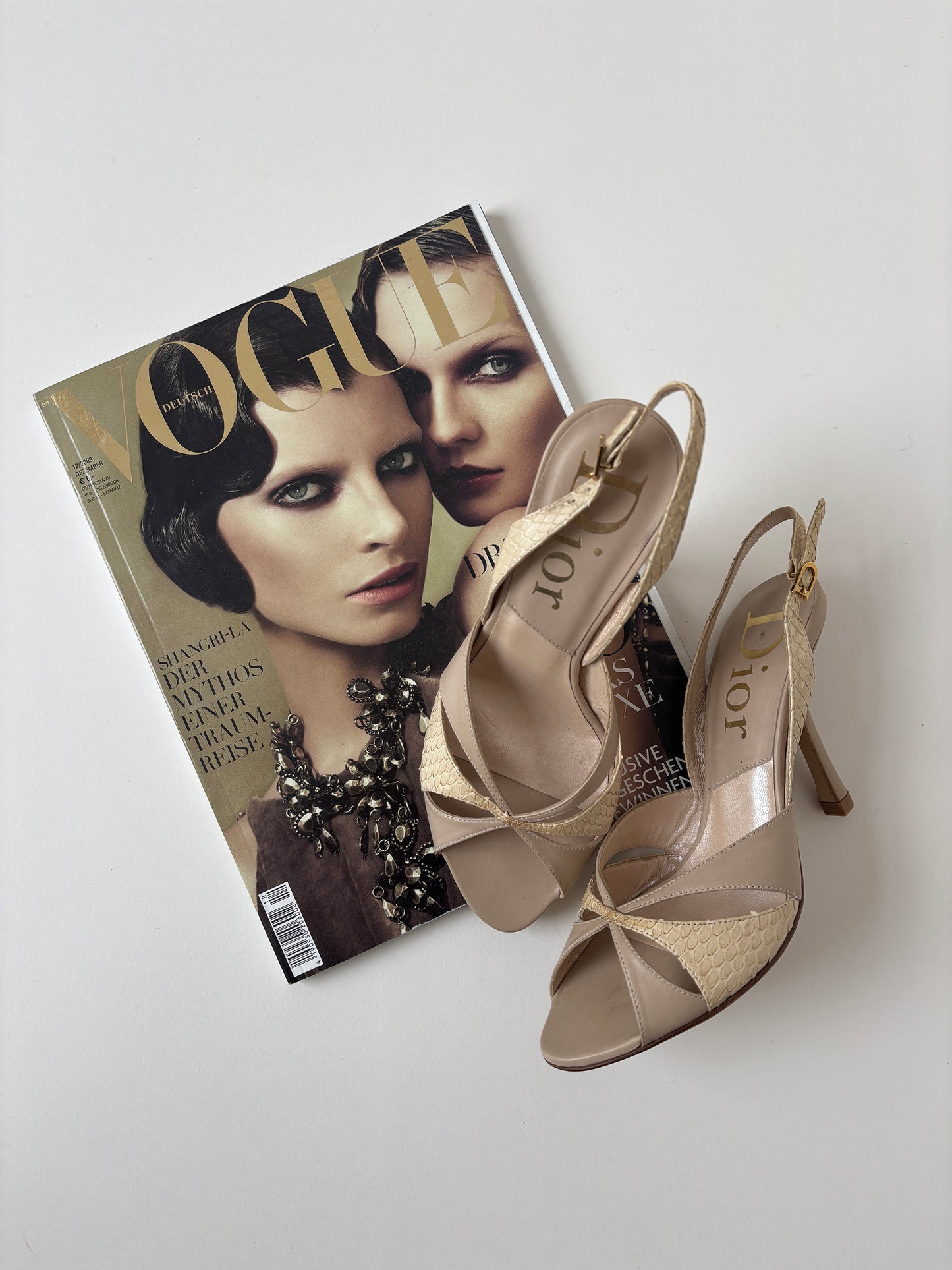 Christian Dior by John Galliano 2000s beige satin python heels UNWORN (EU 35,5 / US 5 )