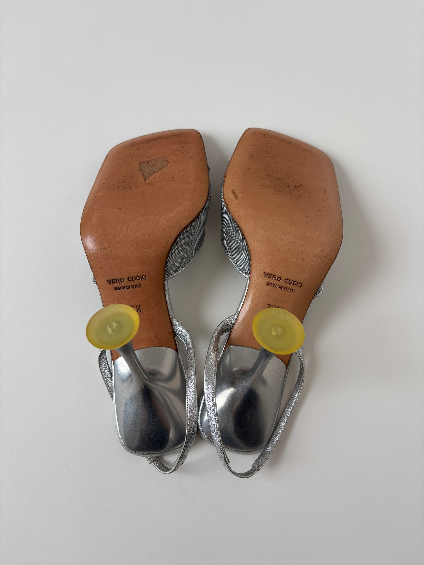 Miu Miu F/W 1999 iconic mesh silver floral sandal heels UNWORN (EU 38,5 / US 8)