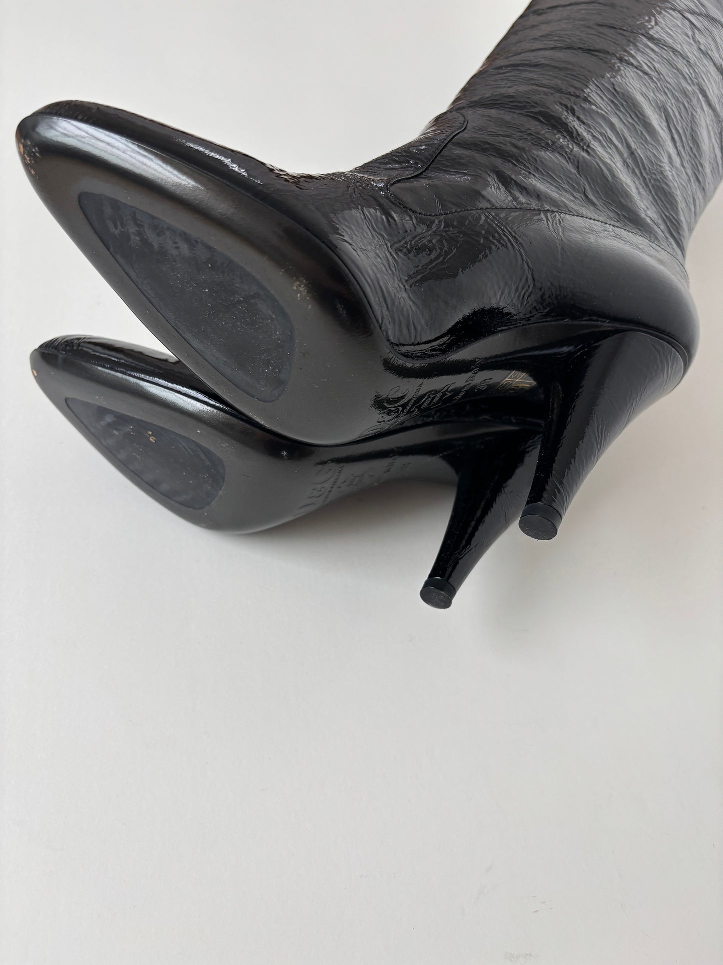 Dolce & Gabbana 2000s black patent leather western boots UNWORN (EU 38 / US 7.5)