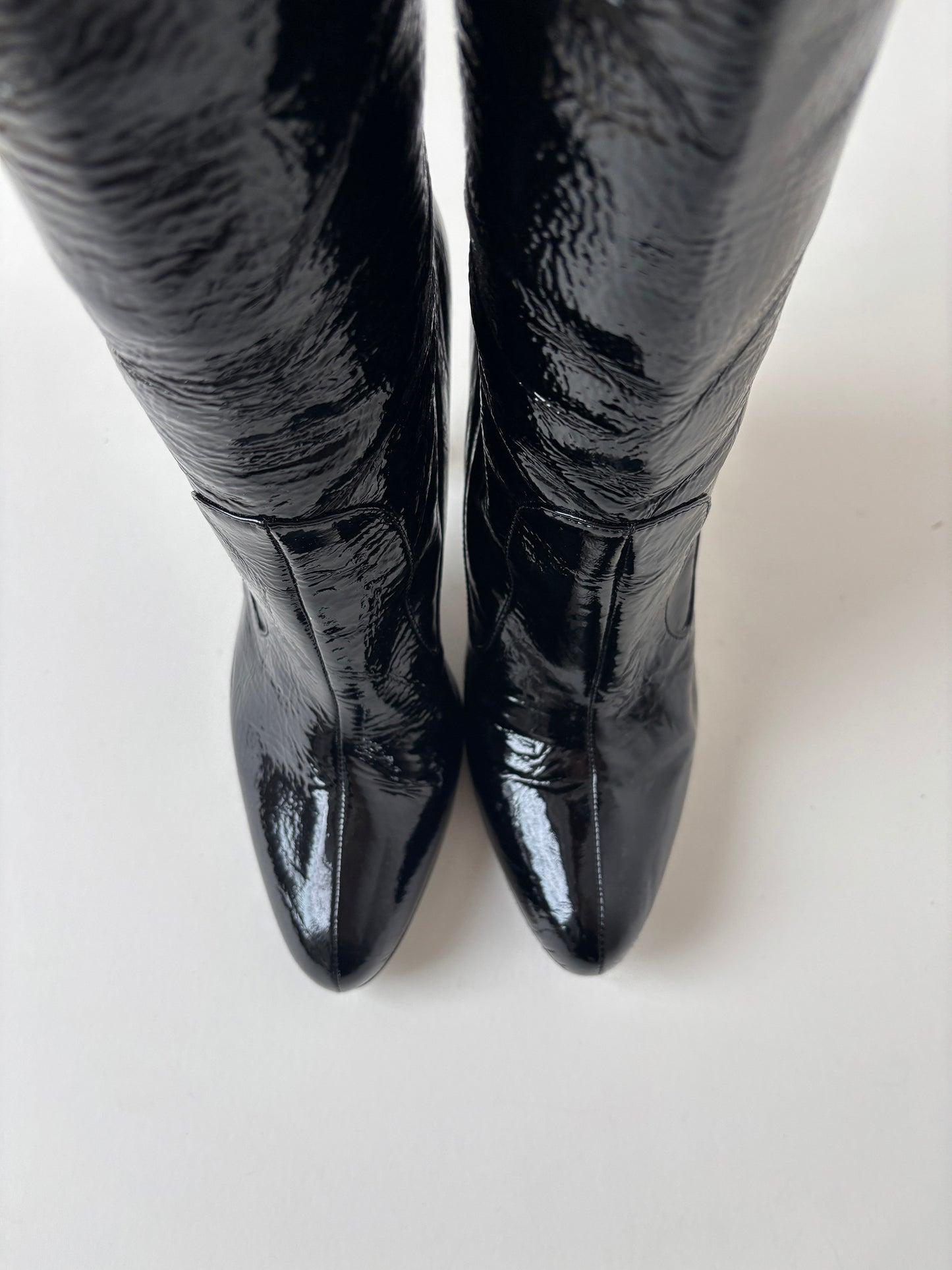 Dolce & Gabbana 2000s black patent leather western boots UNWORN (EU 38 / US 7.5)