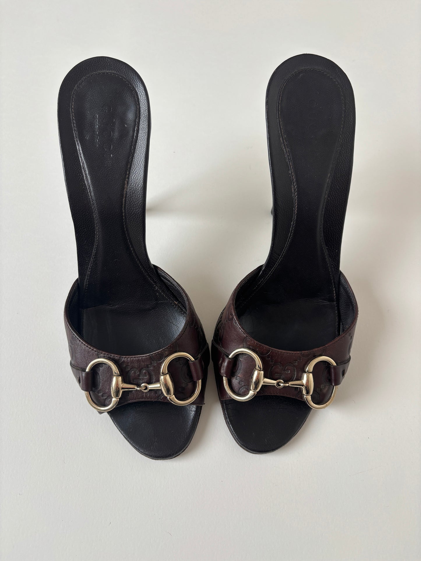 Gucci by Tom Ford 2000s dark brown horsebit monogram sandals (EU 38 / US 7.5)
