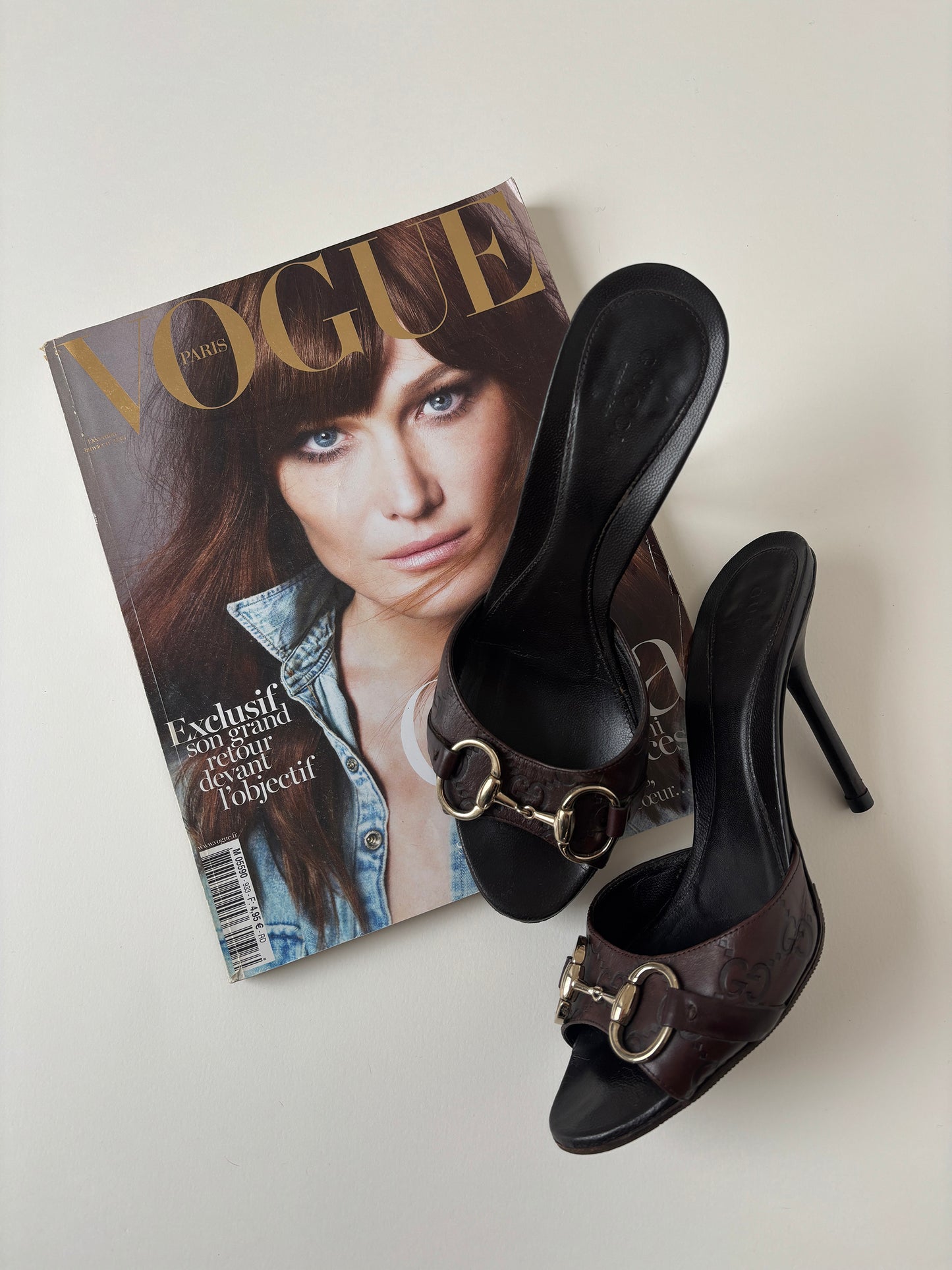 Gucci by Tom Ford 2000s dark brown horsebit monogram sandals (EU 38 / US 7.5)