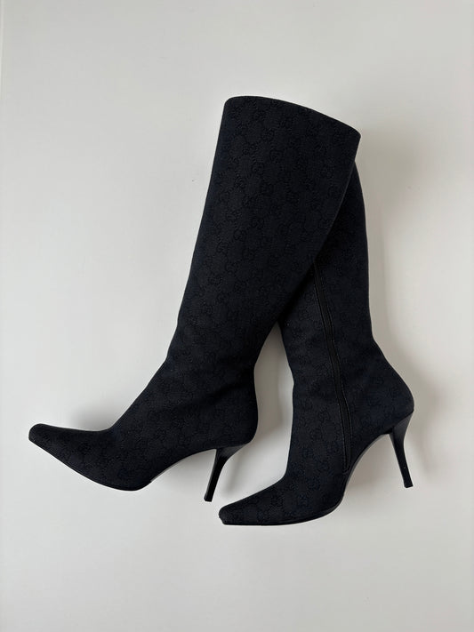 Gucci by Tom Ford F/W 1998s dark denim monogram boots (EU 39/ US 8.5)