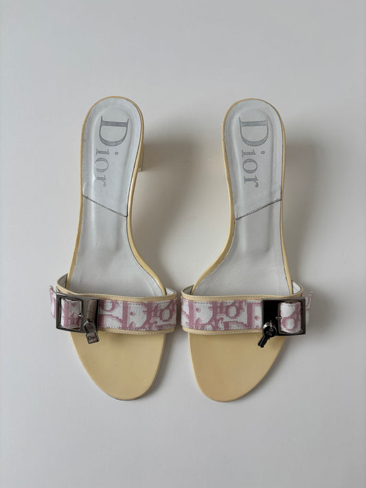 Christian Dior 2000s by John Galliano pink monogram key lock heels (EU 37,5 / US 7)